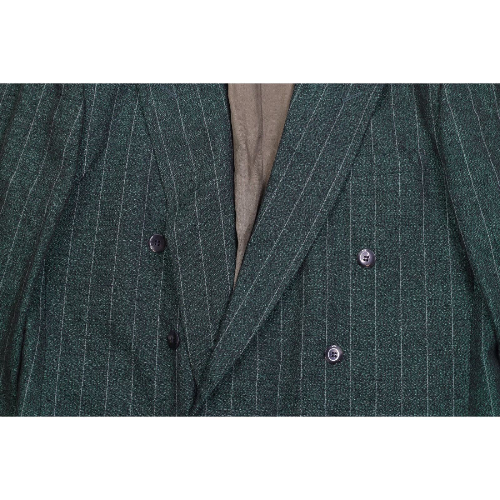 Vintage Vintage 70s 80s 2 Piece Wool Striped Double Breasted Suit Size 44L - 4 Thumbnail