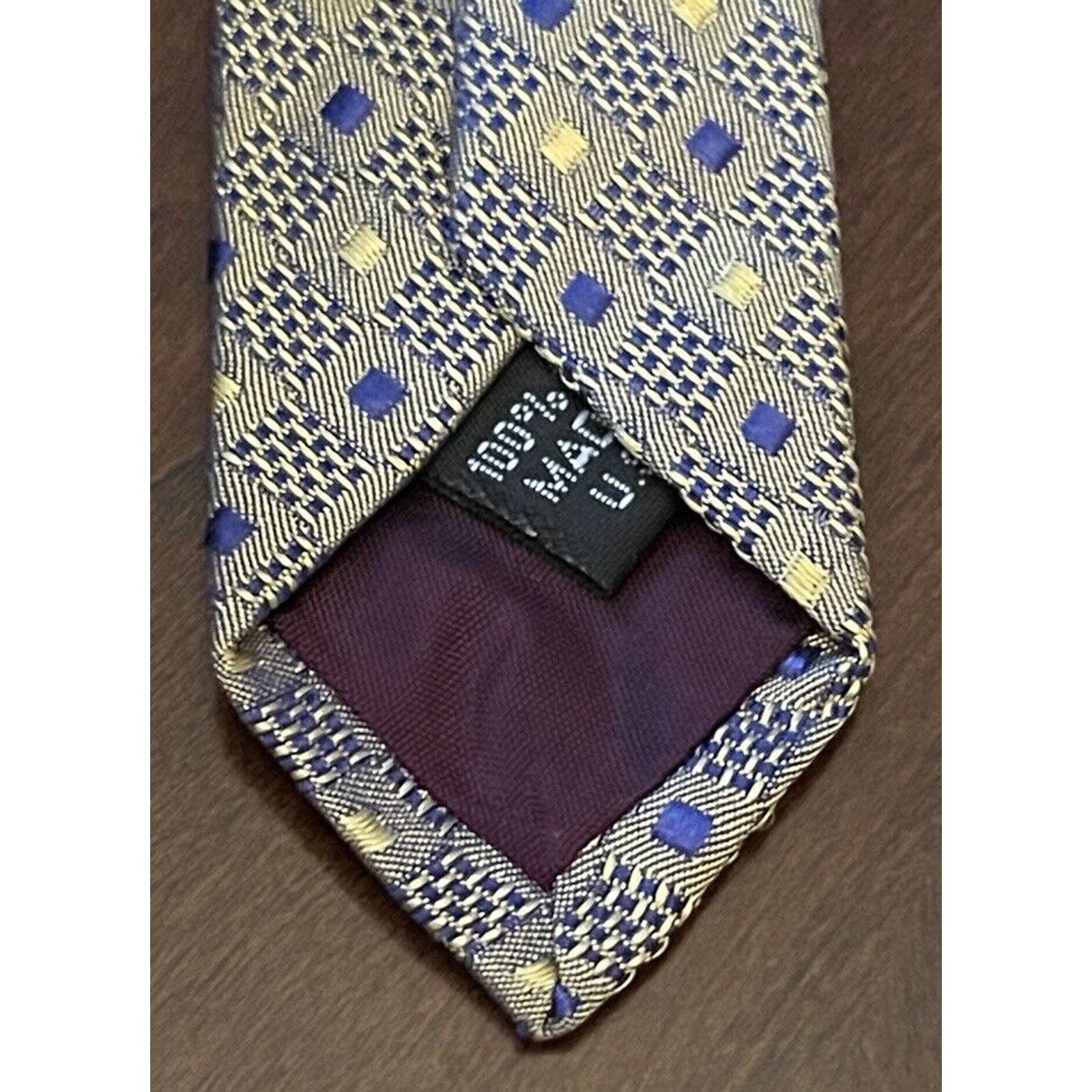 Structure Structure Gold Blue 100% Silk Men’s Neck Tie Made In USA Size ONE SIZE - 7 Thumbnail