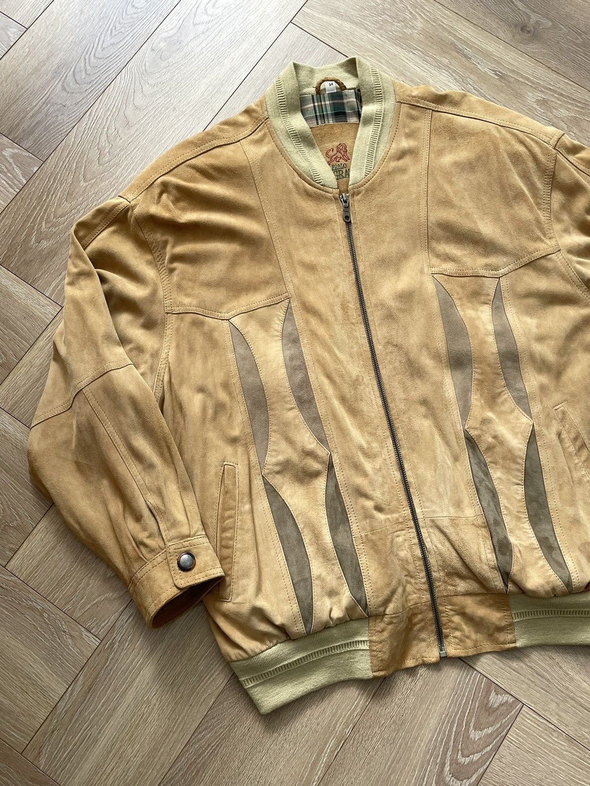 Vintage Vintage Y2k Beige Leather Oversize Bomber Jacket Avant Garde Size US XL / EU 56 / 4 - 2 Thumbnail