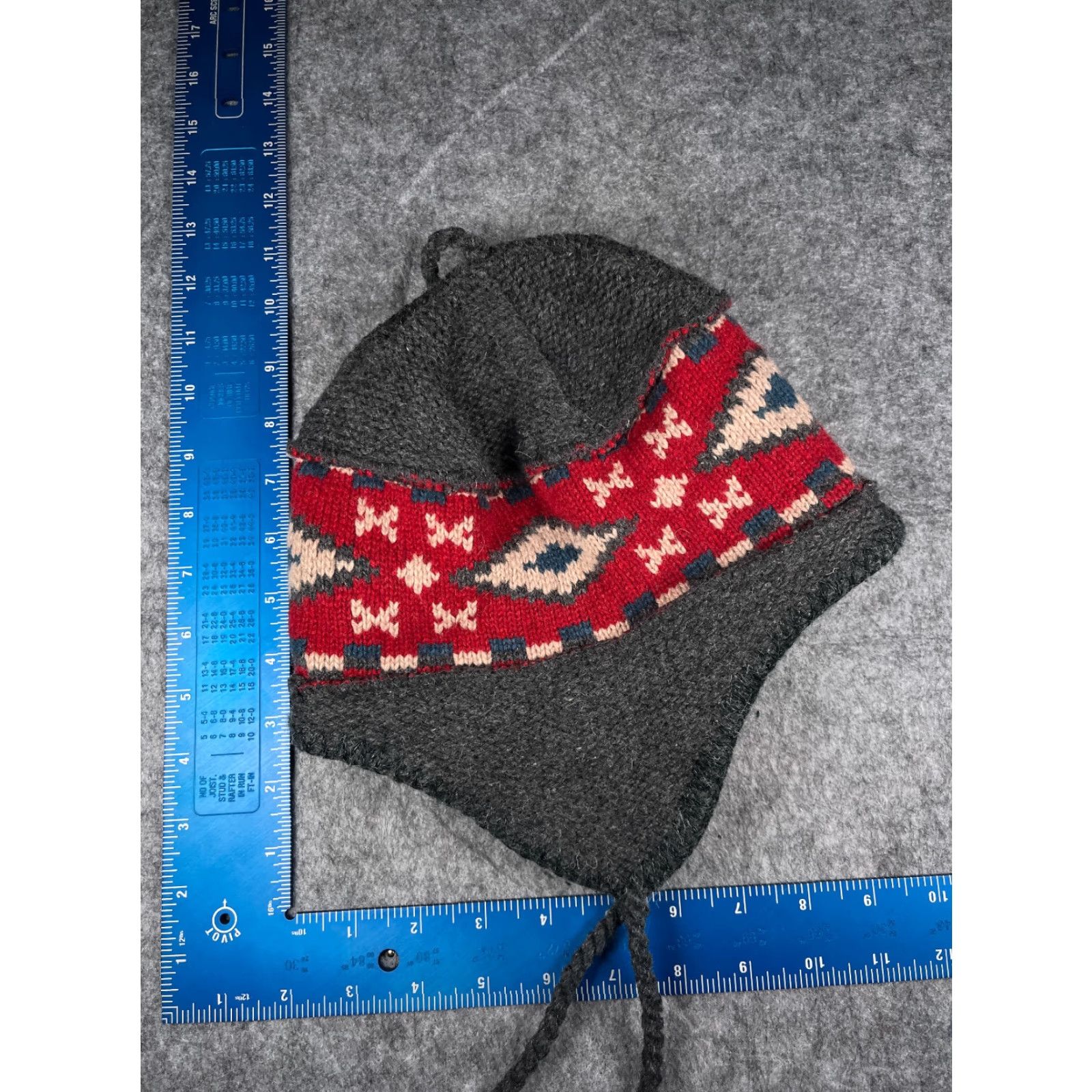 Vintage REI Beanie Adult Gray Knit Wool Blend Poly Lined Ear Flap Tassel Carded Pattern Striped Hat Mens Size One Size Fall Winter Spring Summer Casual Travel Size ONE SIZE - 5 Thumbnail