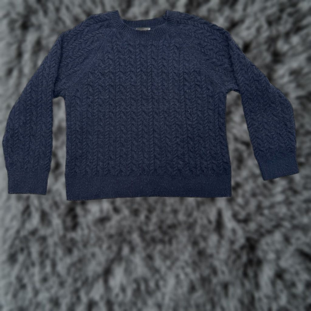 Vintage On 34th Sweater Women's Crew Neck Cable-Knit XL Blue Pullover Preppy Dark Academia Retro Layered Cozy Chunky Grandpa Size XL / US 12-14 / IT 48-50 - 1 Thumbnail