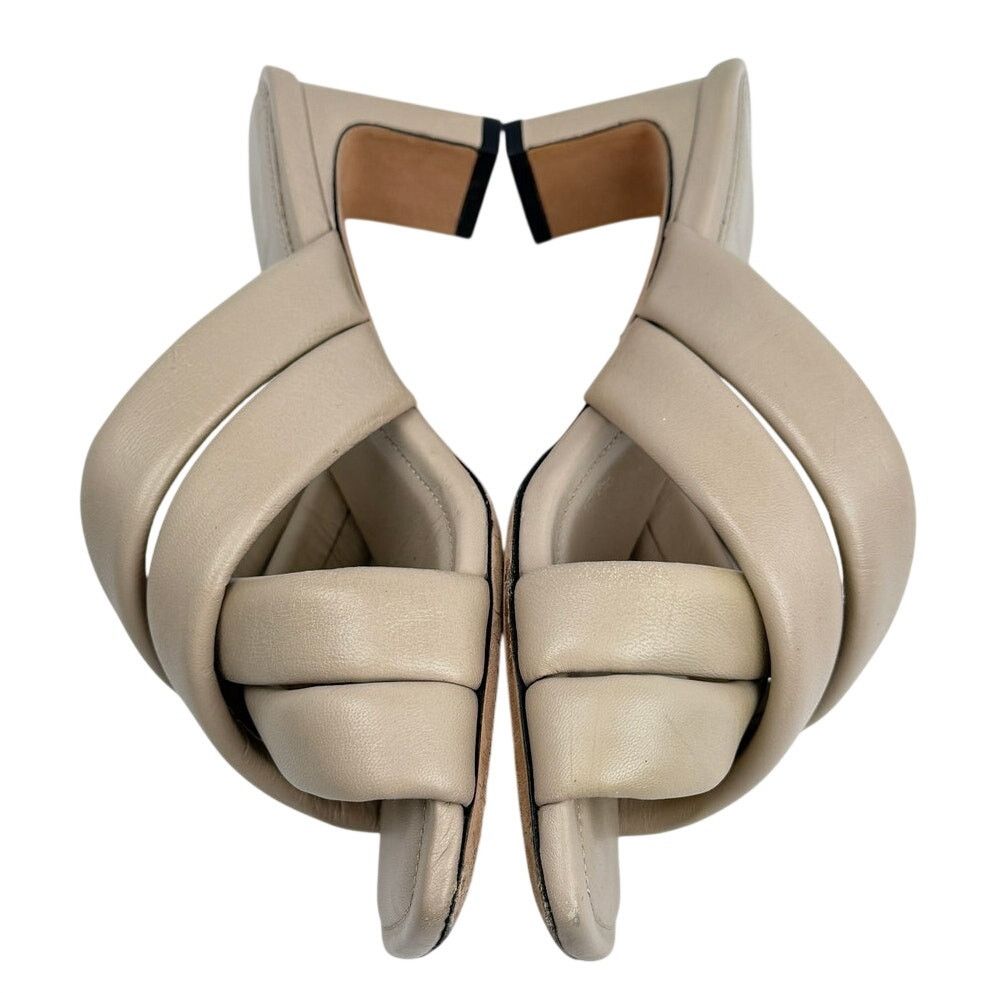Anine Bing ANINE BING Leather Crossover Strap Mule Heels 'Cade' Beige Size US 7 / IT 37 - 5 Thumbnail