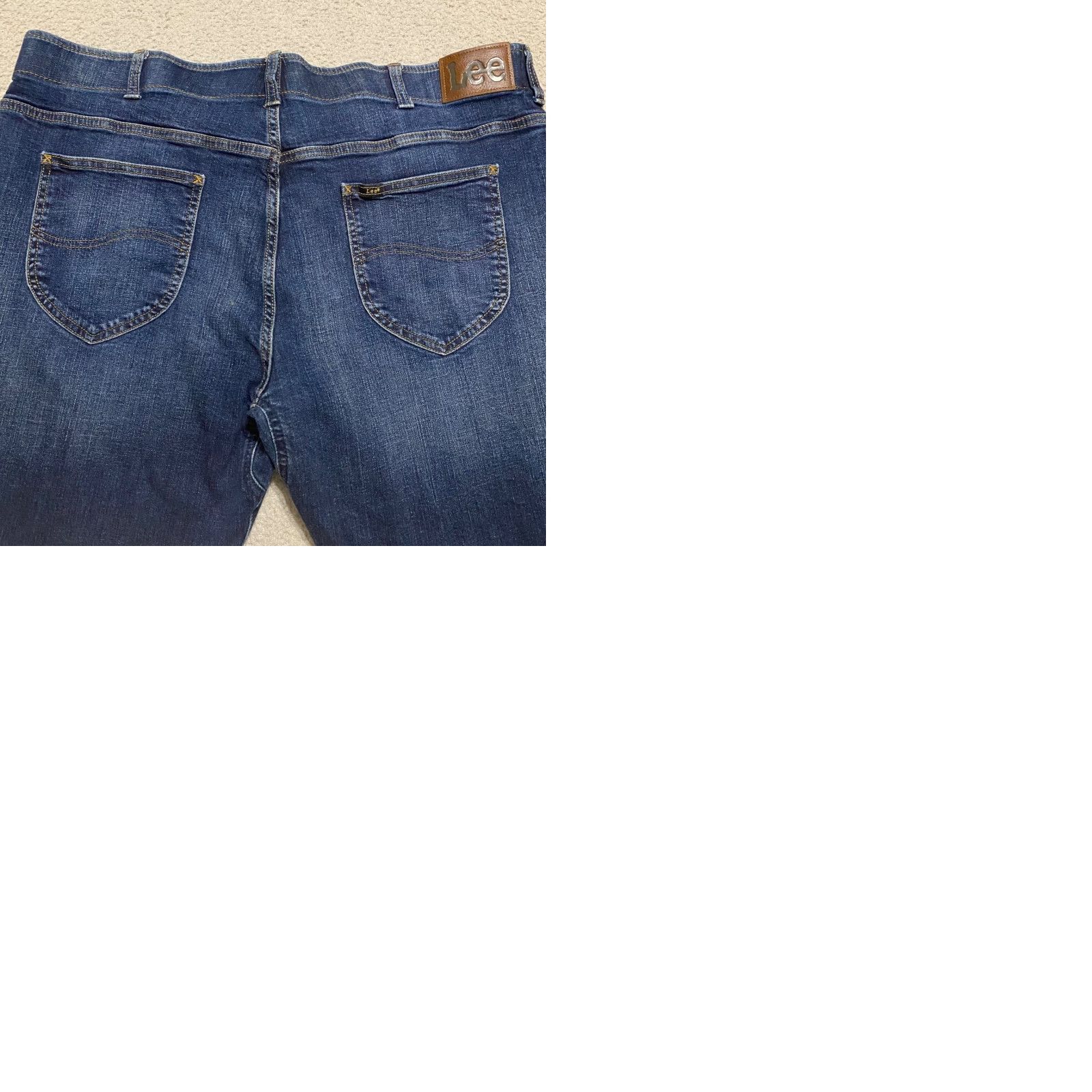 Lee Lee Jeans Mens Jeans 42x30 Blue Denim Dark Wash Straight Leg Motion Stretch Regular Fit 5-Pocket Mens with Logo Button Zip Black Label? Size US 42 / EU 58 - 9 Thumbnail