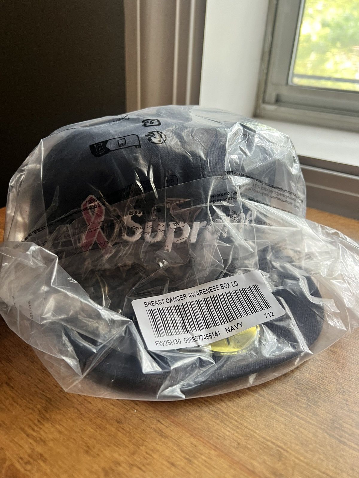 7 1/2 Supreme Breast Cancer Awareness Box Logo Hat Navy Blue