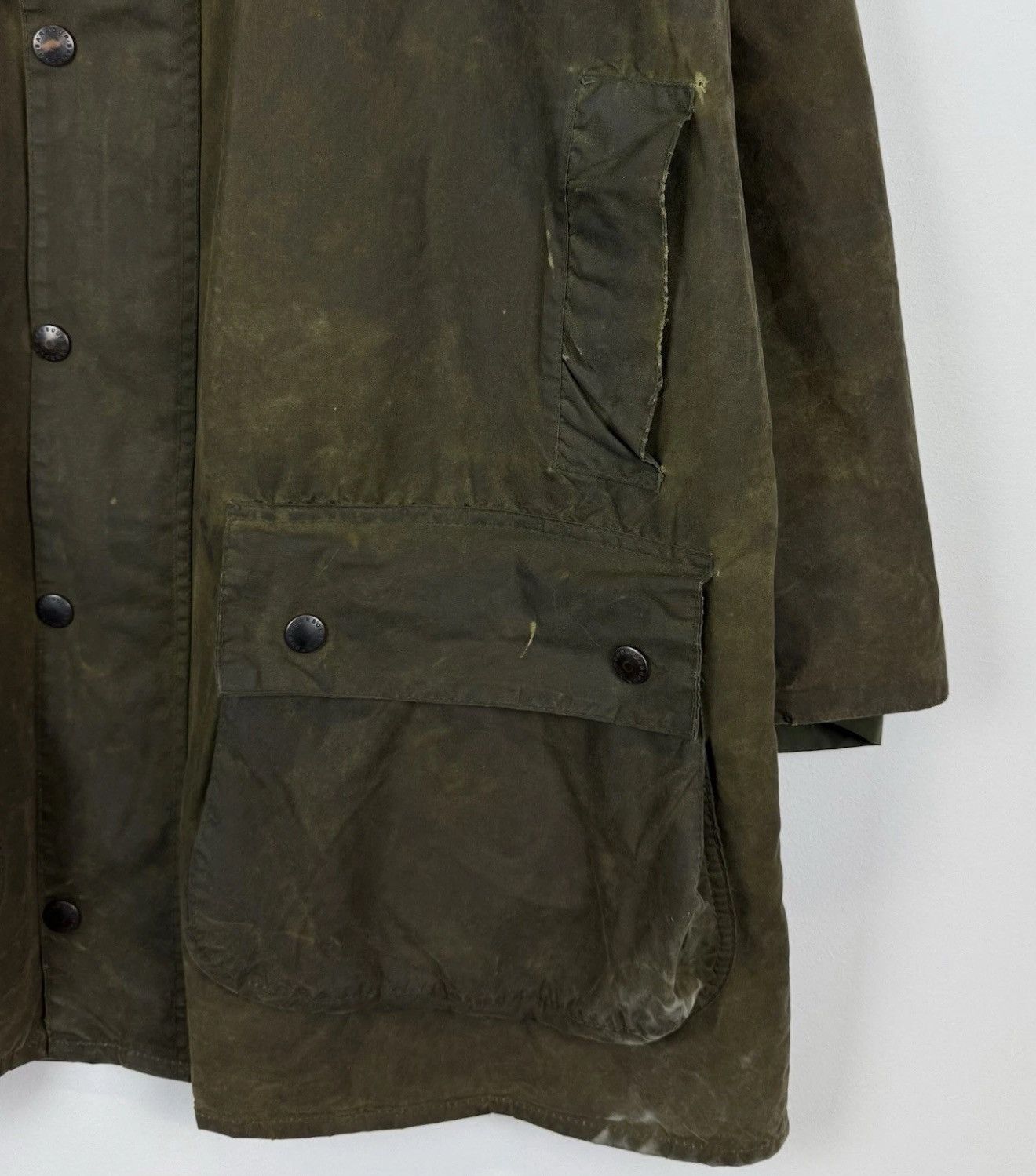 Barbour Barbour A200 Border Jacket Waxed Cotton Coat Green Full Zip Size US XL / EU 56 / 4 - 4 Thumbnail