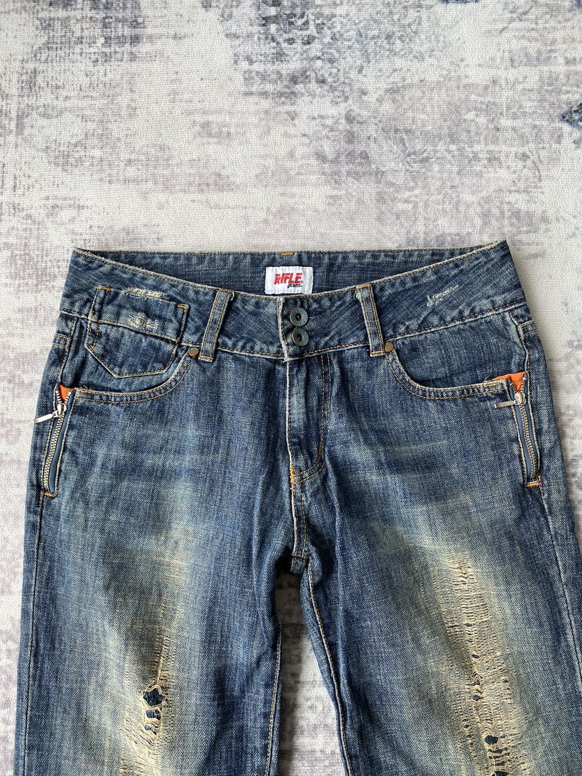 Japanese Brand Vintage Rifle Jeans Distressed Flared Denim Size US 31 - 3 Thumbnail