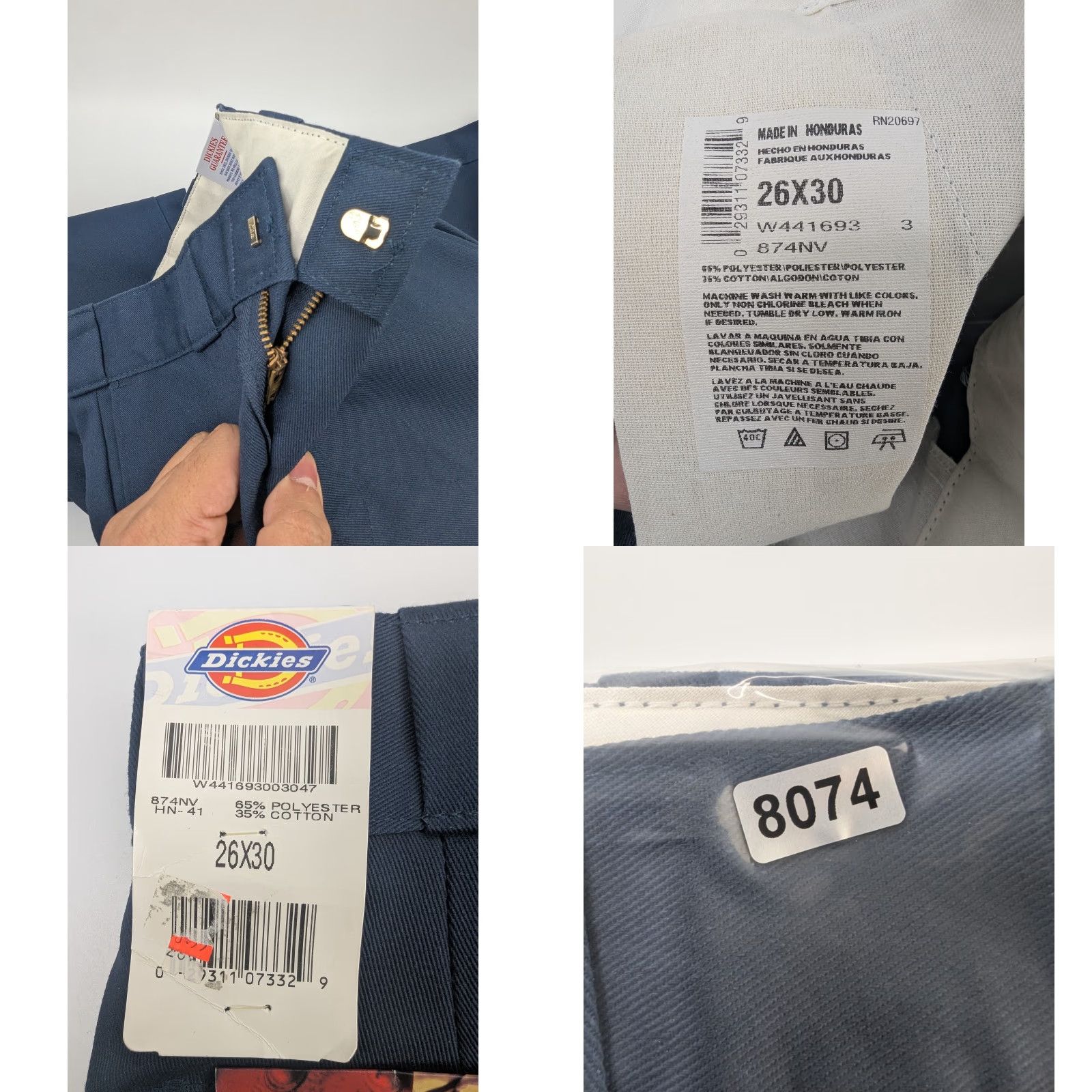 Dickies Dickies 874 Pants Navy 26x30 Regular Fit Straight Front 4-Pockets Work Casual Men Size US 26 / EU 42 - 9 Thumbnail