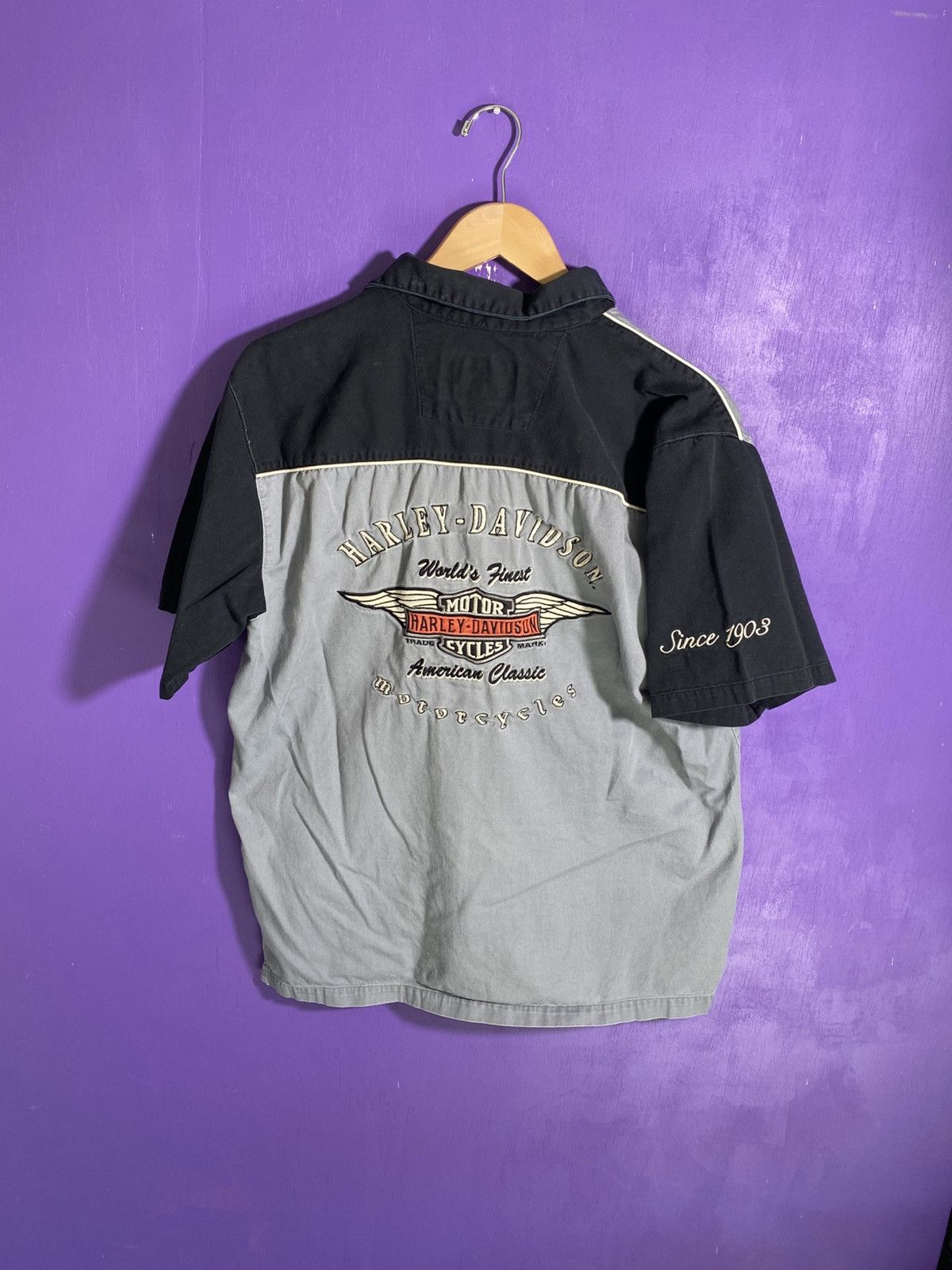 Harley Davidson × Vintage Vintage Harley Davidson two tone work button up Size US M / EU 48-50 / 2 - 2 Thumbnail