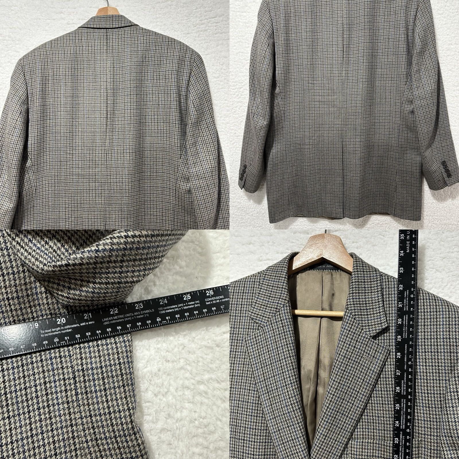 Ralph Lauren VINTAGE Polo Ralph Lauren Sport Houndstooth 100% Lambs Wool Blazer Jacket 44L Mens Brown Wool Button Lined Coat Size US XXL / EU 58 / 5 - 8 Thumbnail