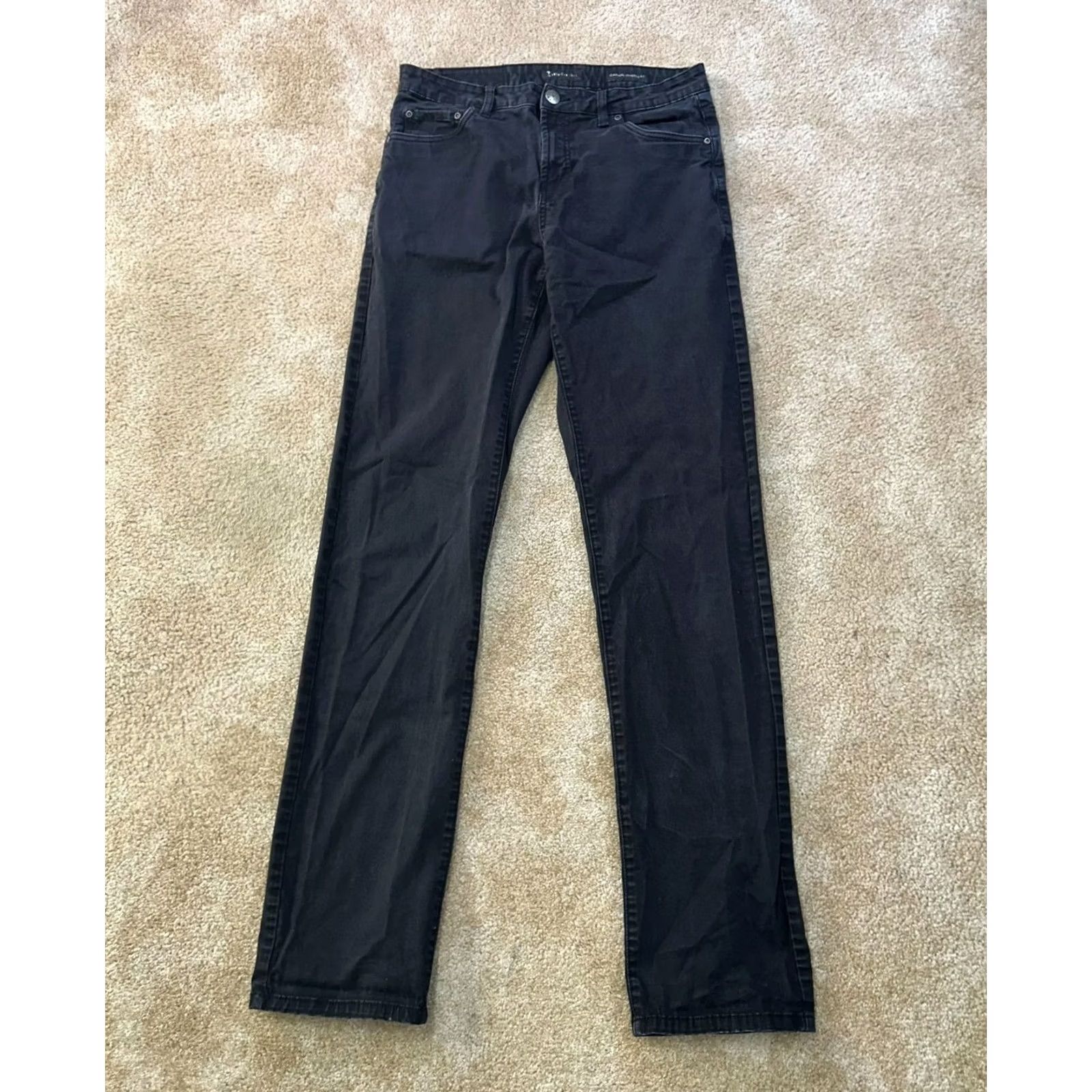 Vintage American Tall Men's 32x38 Chino Pants Slim Tapered Fit Black Cotton Blend Stretch 5-Pocket Size US 32 / EU 48 - 2 Thumbnail