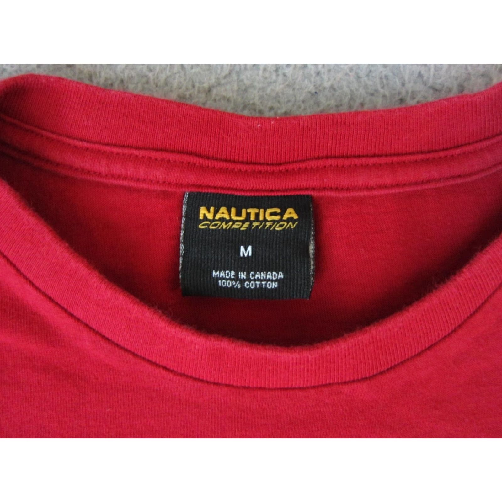 Nautica VINTAGE Nautica Shirt Mens 90s Red Logo Canada Made in Canada Shirt M Cotton Crew Neck Short Sleeve Size US M / EU 48-50 / 2 - 4 Thumbnail