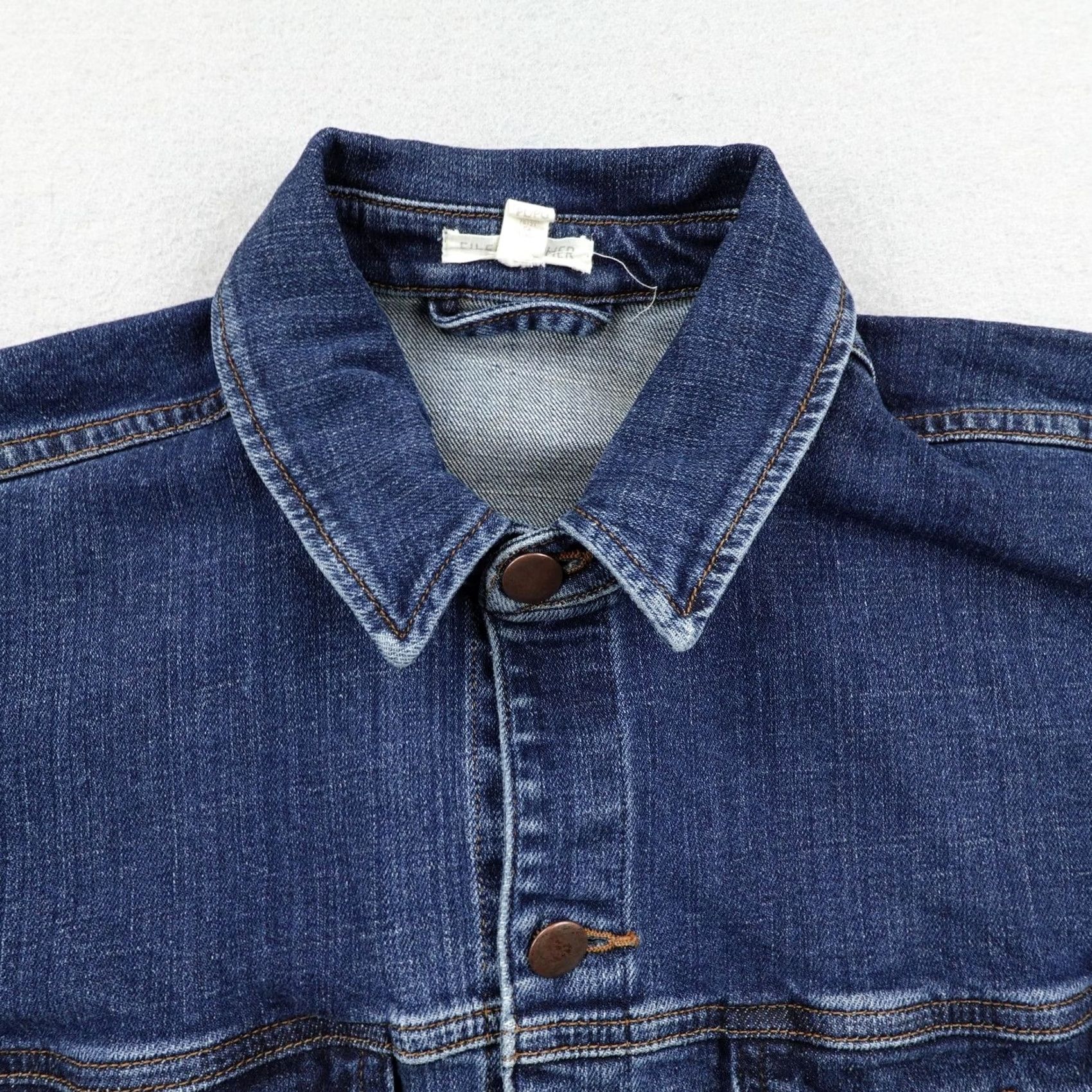 Eileen Fisher Eileen Fisher Womens Petite Large Blue Denim Jean Trucker Jacket Coat Button Up Size 32" / US 10 / IT 46 - 2 Thumbnail
