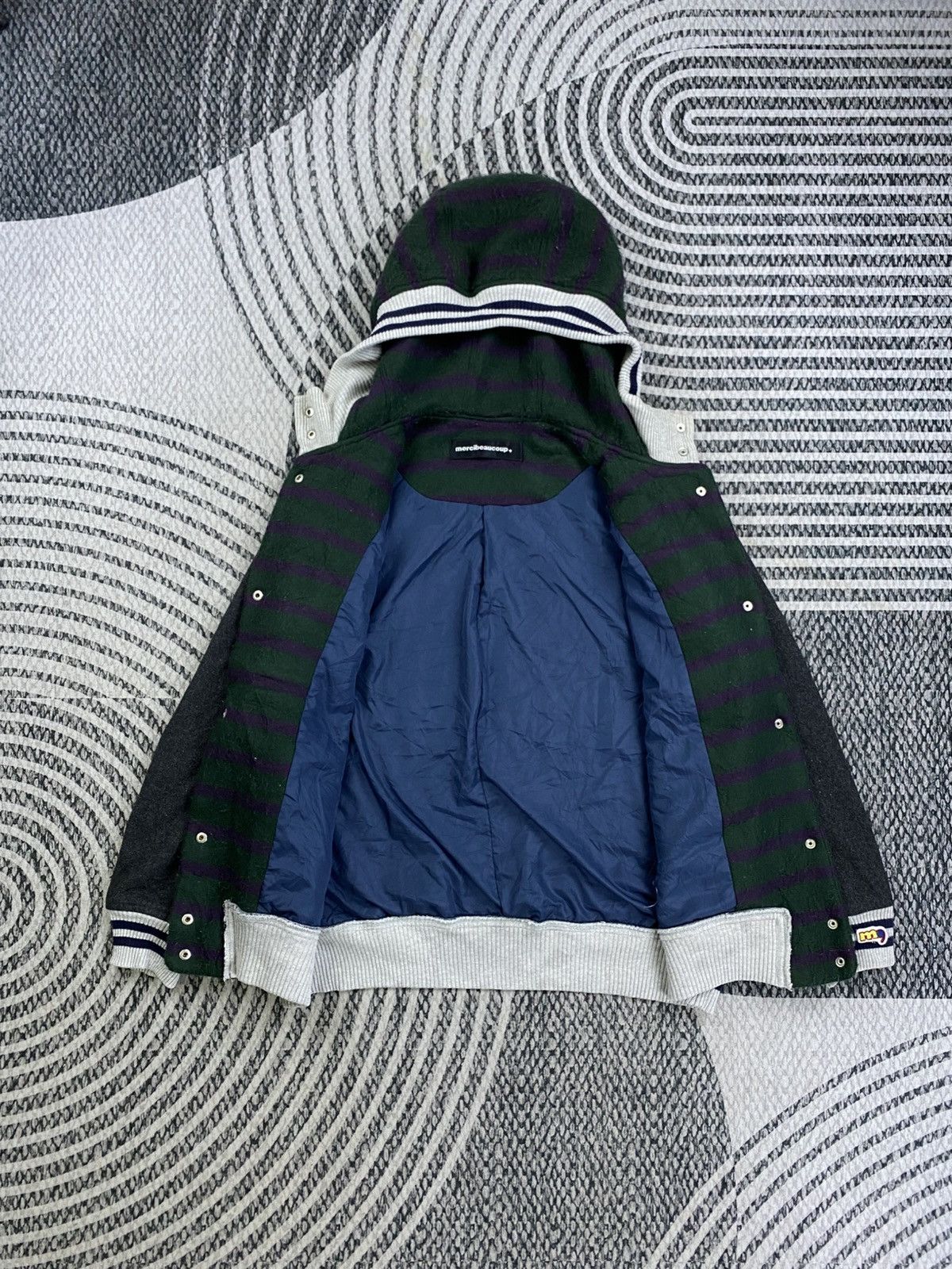 mercibeaucoup Vintage Mercibeaucoup Striped Wool Hooded Jacket Size US L / EU 52-54 / 3 - 5 Thumbnail