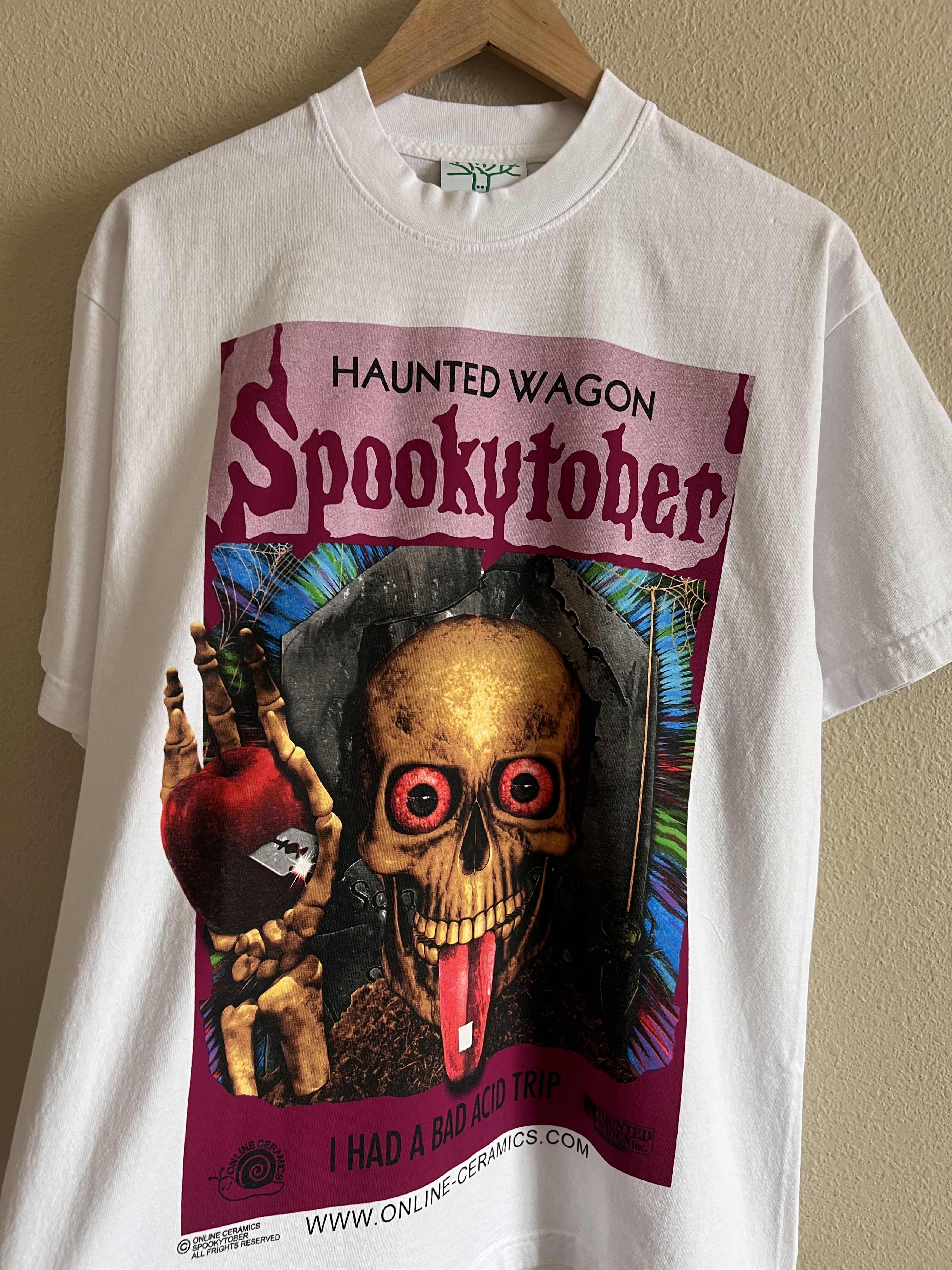 image of Online Ceramics Goosebumps I Had A Bad Trip Tee in White, Men's (Size Medium)