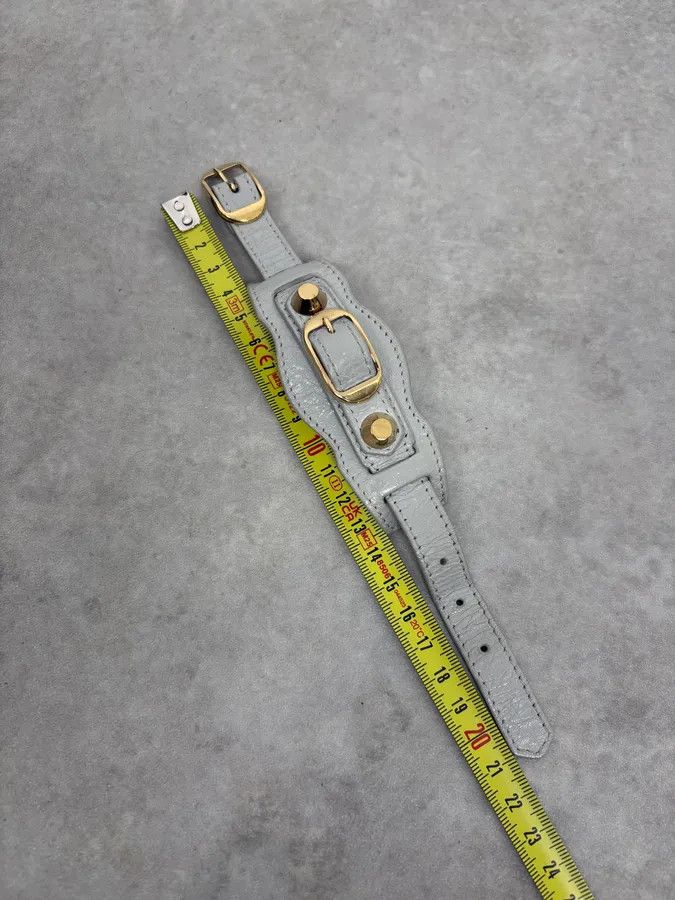 Balenciaga 2000s Balenciaga Grey Leather City Bracelet Size ONE SIZE - 7 Thumbnail