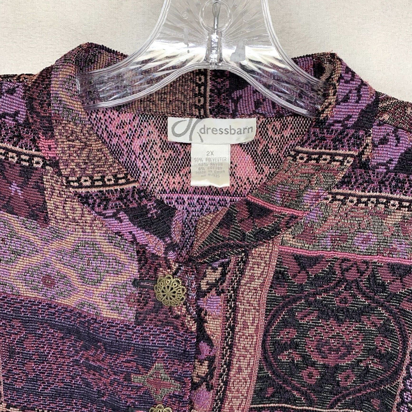 Vintage VINTAGE Dressbarn Purple Tapestry Brocade Blazer Jacket 2X Women Casual Formal Fall Winter Size XXL / US 16-18 / IT 52-54 - 3 Thumbnail