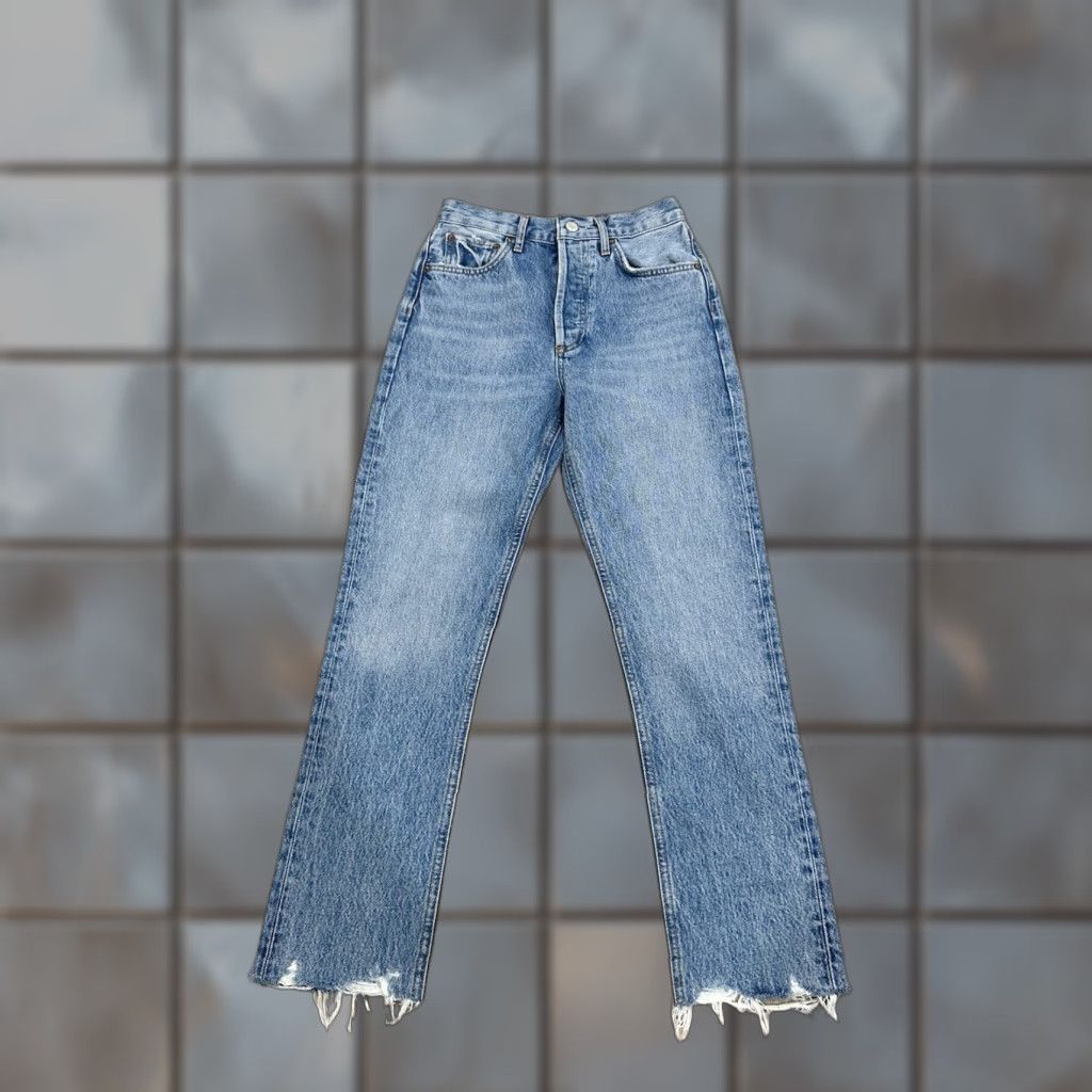 AGOLDE Jeans Womens 23 Riley High Rise Straight Crop Button Fly In Haven
