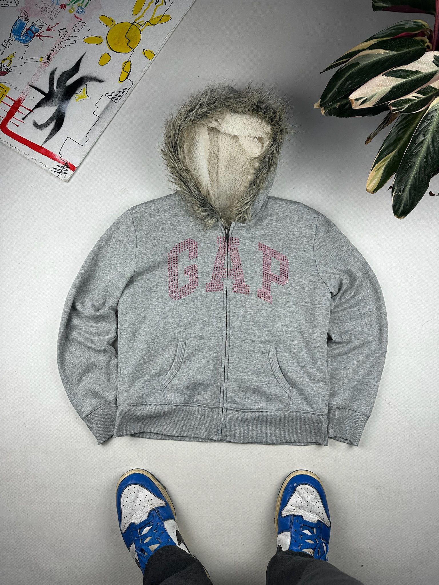 Gap rhinestones logo Zip Fur Hoodie LGB holister style Size S / US 4 / IT 40 - 9 Thumbnail