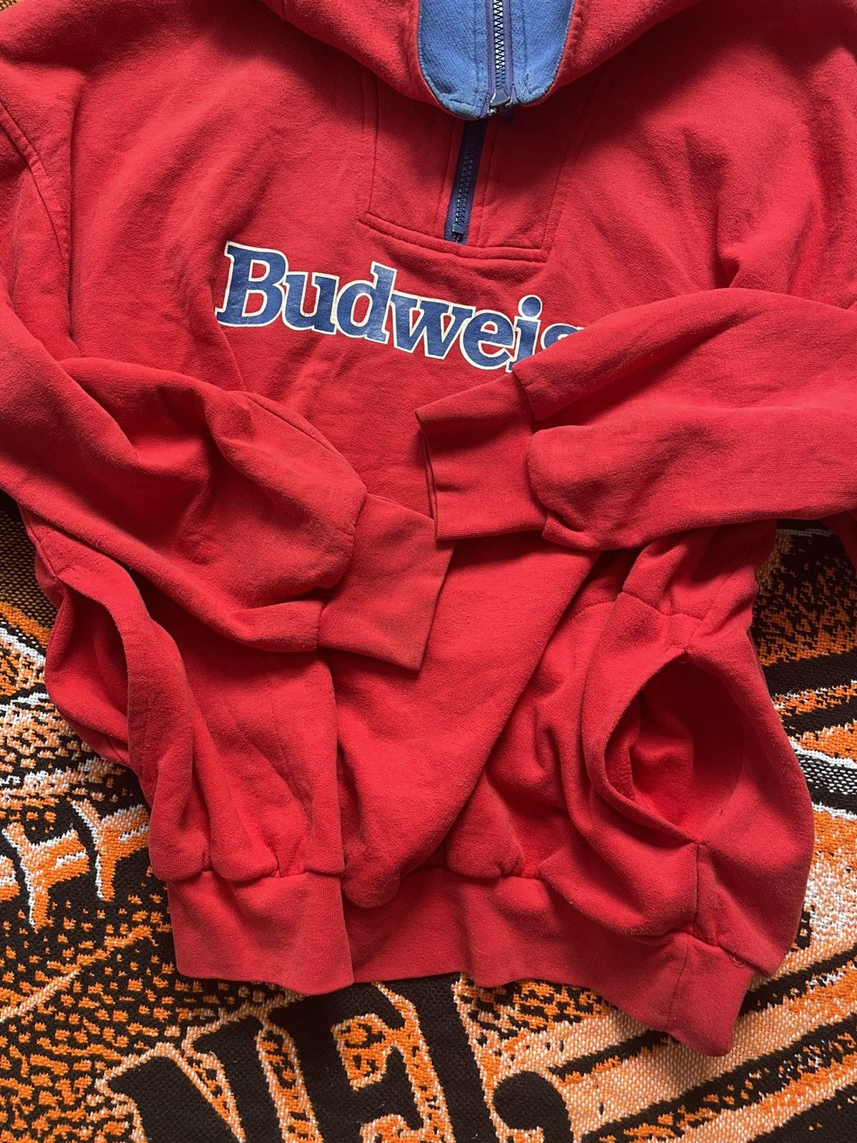 Budweiser × Vintage Vintage Budweiser Beer Half Zip Sweatshirt 90s Size US XL / EU 56 / 4 - 5 Thumbnail