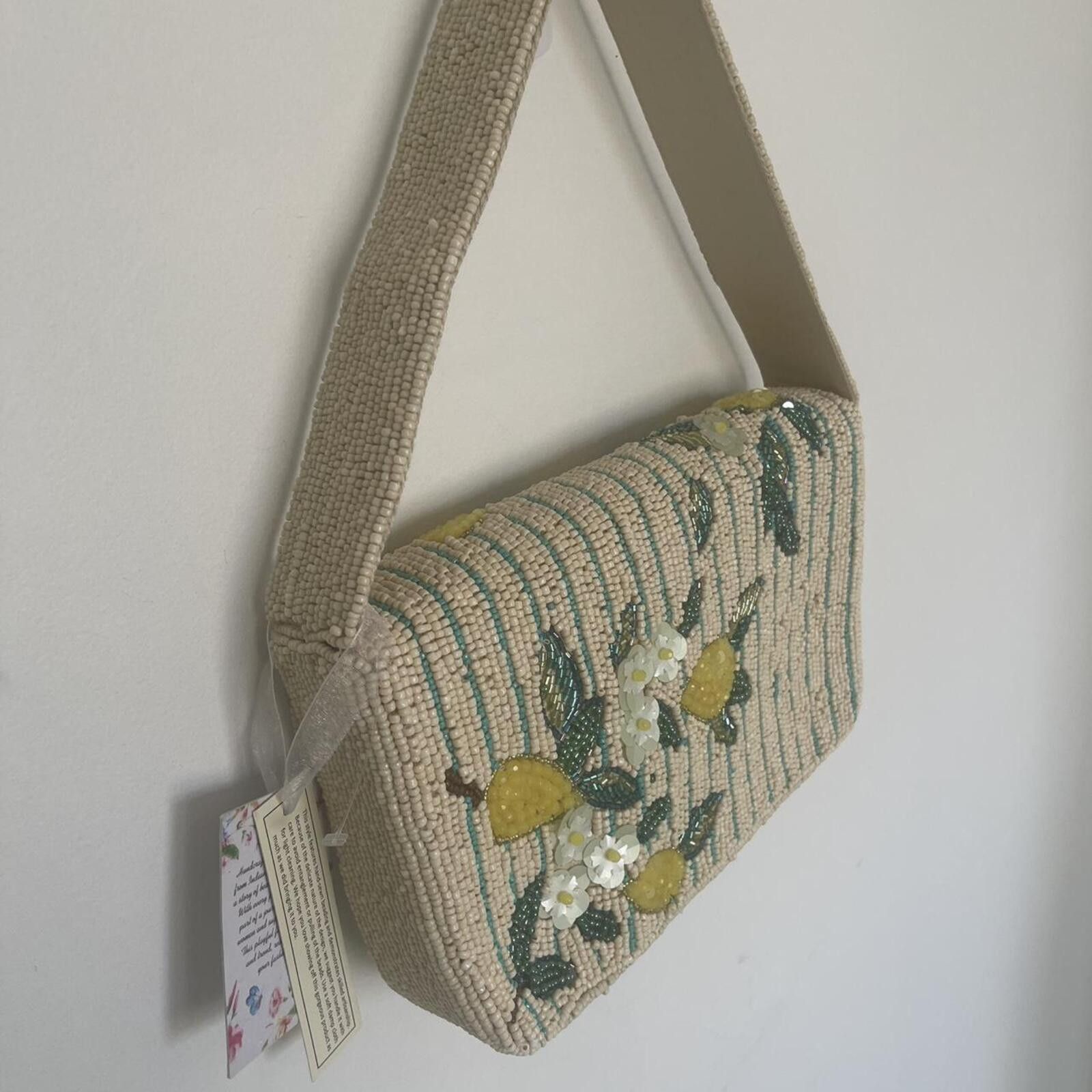 Other Tiktok Viral Lemon Striped Beaded Bag with Sequins Size ONE SIZE - 4 Thumbnail