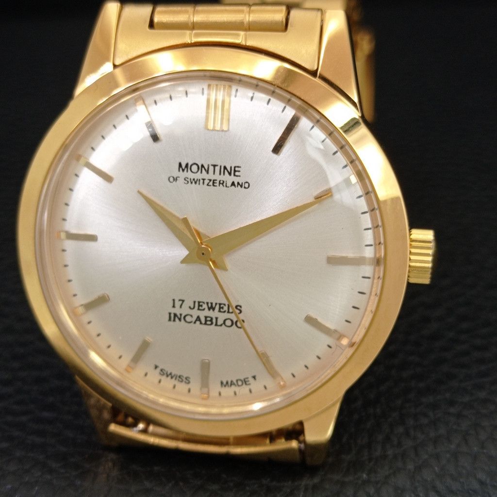 Other VINTAGE MONTINE HAND-WINDING SWISS MENS WATCH a444174 Size 38 - 3 Thumbnail