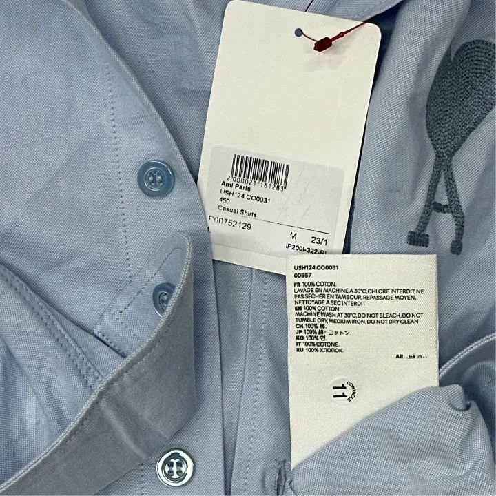 AMI AMIPARIS Spring Shirt with Heart Logo -2507 Size US L / EU 52-54 / 3 - 3 Thumbnail