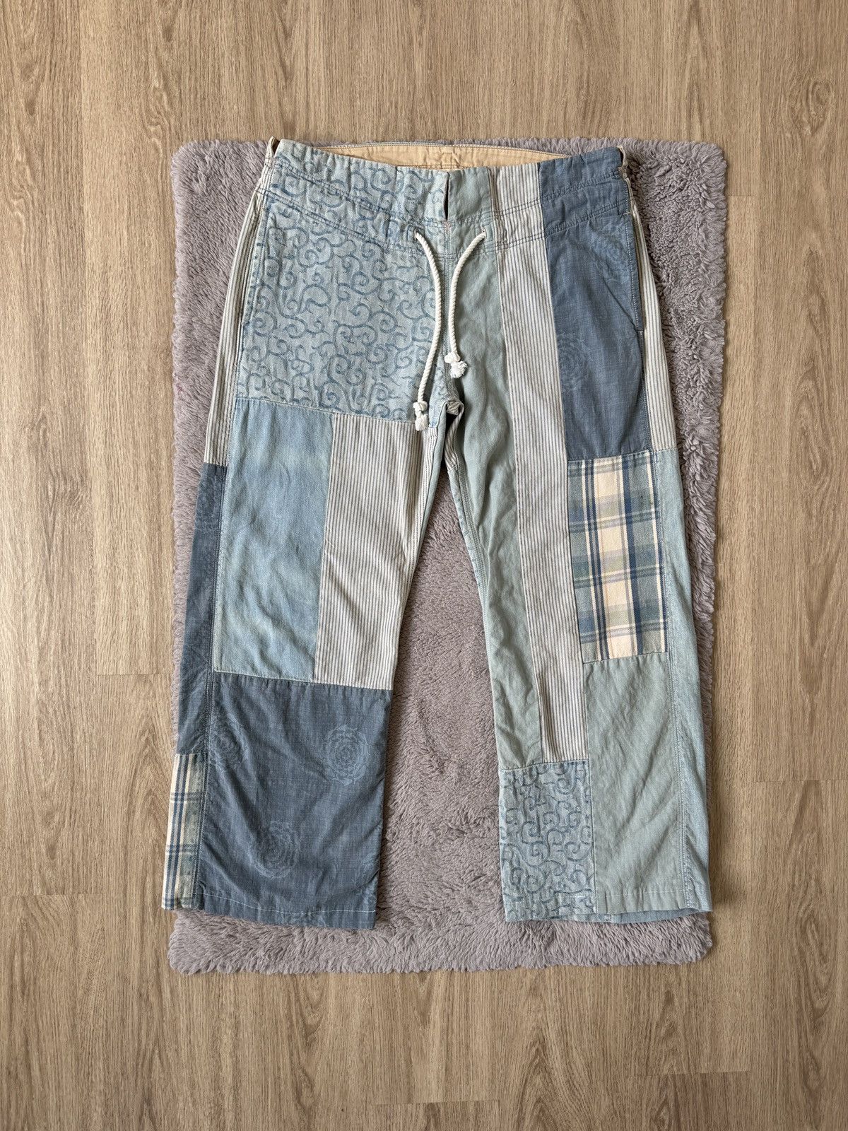 Kapital Kapital patchwork wide leg denim hakama pants Size US 34 / EU 50 - 1 Thumbnail