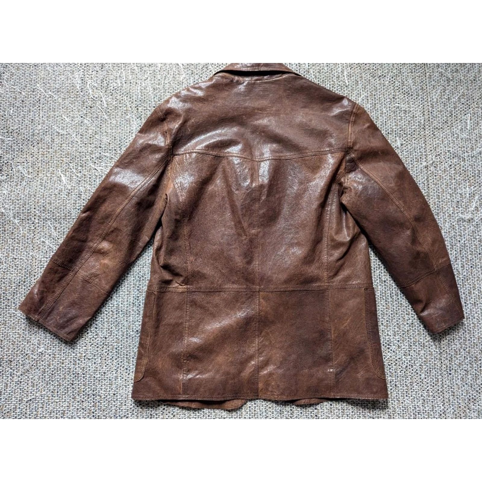 Andrew Marc VINTAGE vintage leather blazer MAD MAX jacket Y2K PATINA broke-in 42 brown Andrew Marc blazer Sportscoat Men L leather blazer Mens Size 42R - 2 Thumbnail