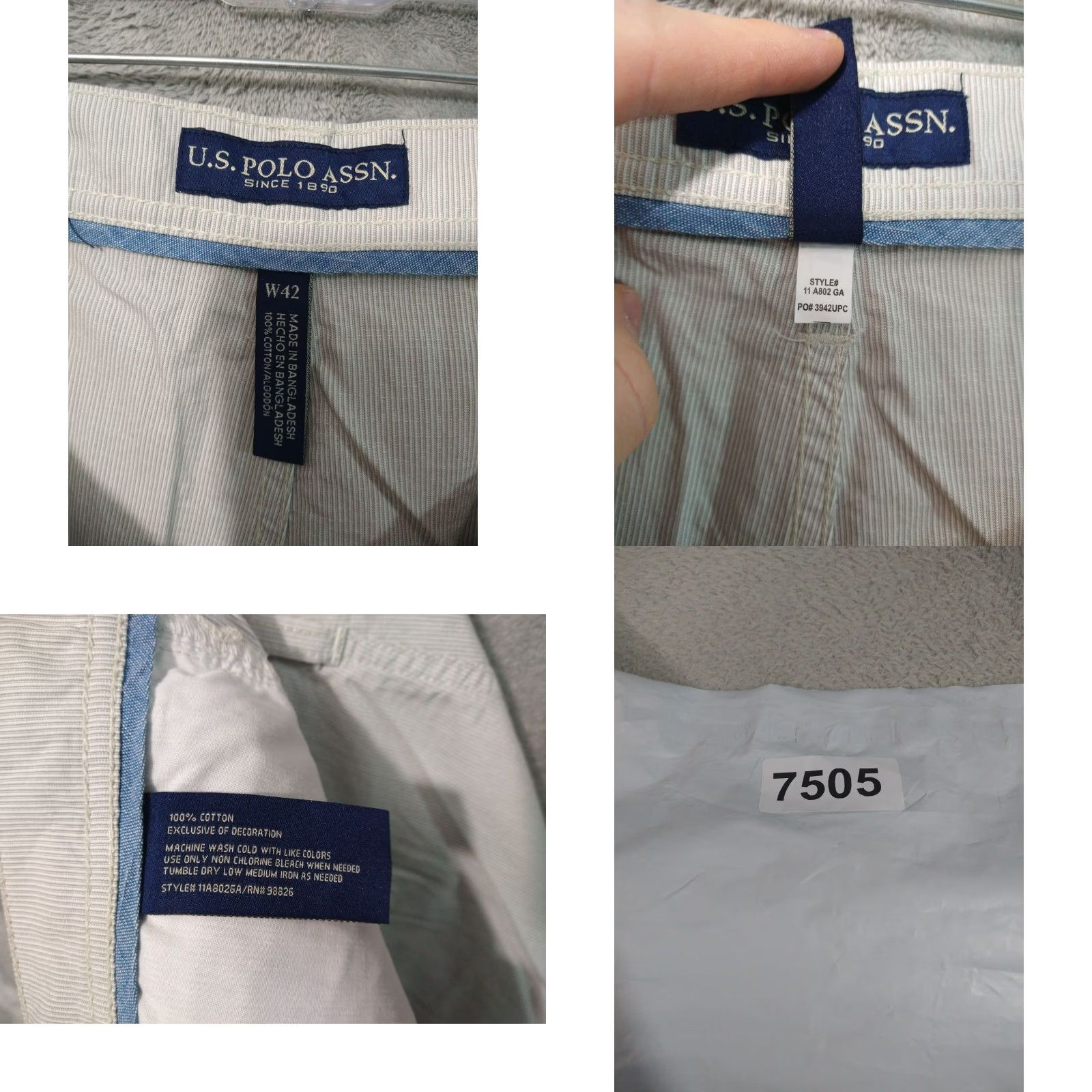 U.S. Polo Assn. US Polo Assn Shorts Mens 42 Beige White Striped Chino Flat Front Hartford Size US XL / EU 56 / 4 - 8 Thumbnail