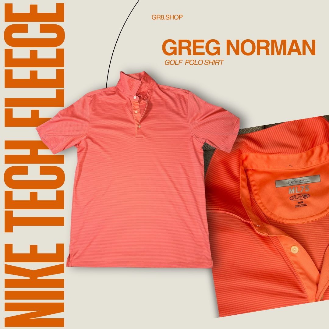 Greg Norman Greg Norman Mens Coral Striped Golf Polo Shirt Size M ML75 P Size US M / EU 48-50 / 2 - 1 Thumbnail