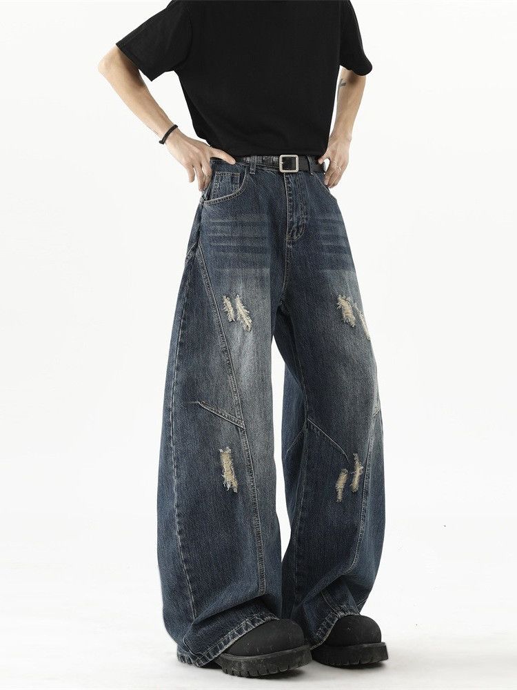 Japanese Brand American men's retro ripped wide-leg scimitar jeans Size US 32 / EU 48 - 2 Thumbnail