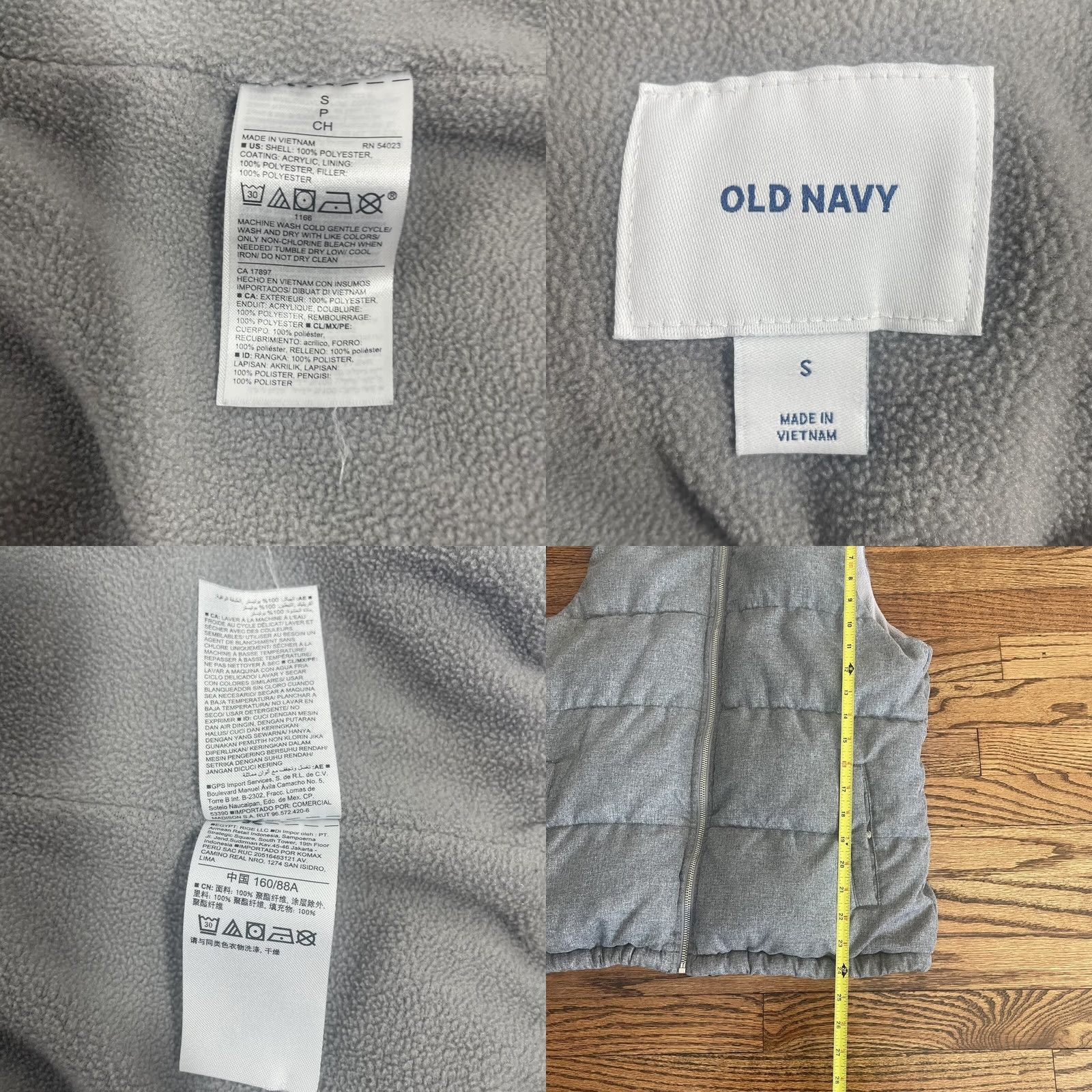 Old Navy Old Navy Women's Quilted Vest - Gray - Small - High Neck Zip - 19-24 in Chest Size S / US 4 / IT 40 - 10 Thumbnail