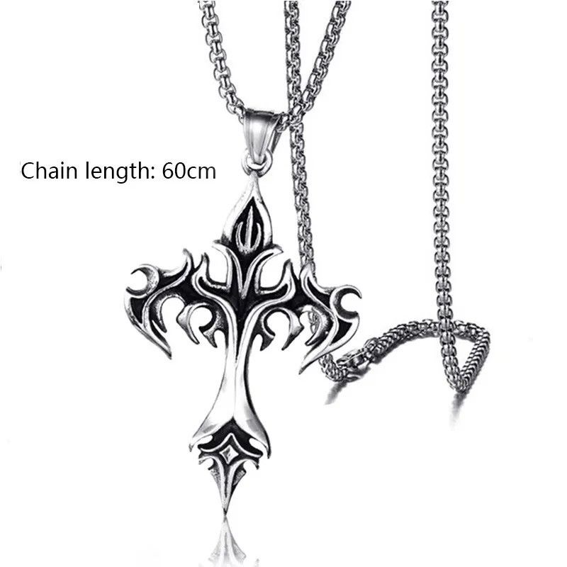 Jewelry × Vintage Chrome Silver Cross Chain Goth God Pendant Necklace Size ONE SIZE - 6 Thumbnail