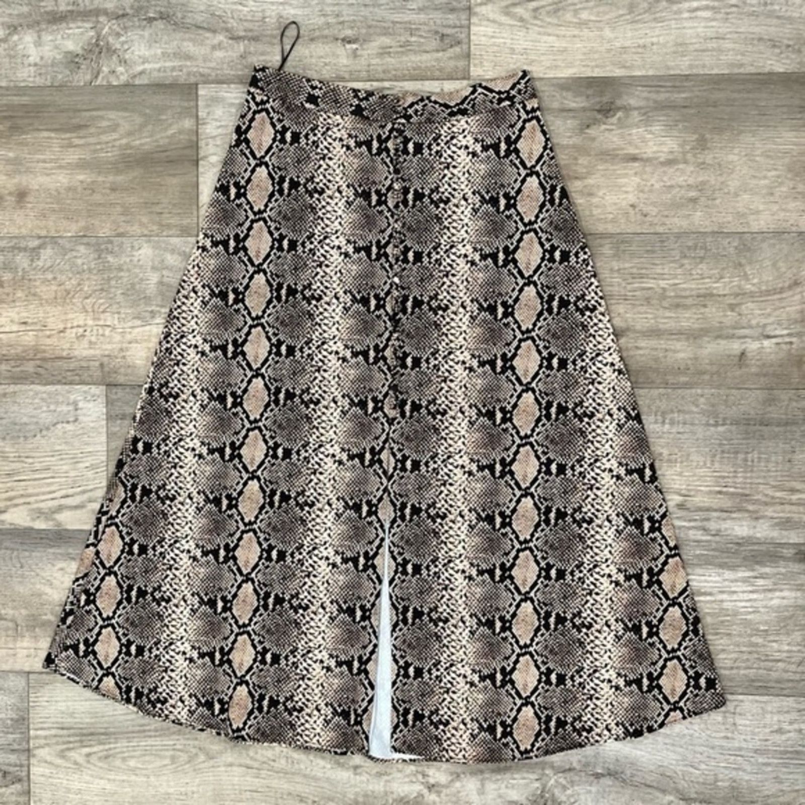 Zara ZARA Snakeskin Print Midi Skirt NWT Size 30" / US 8 / IT 44 - 17 Thumbnail