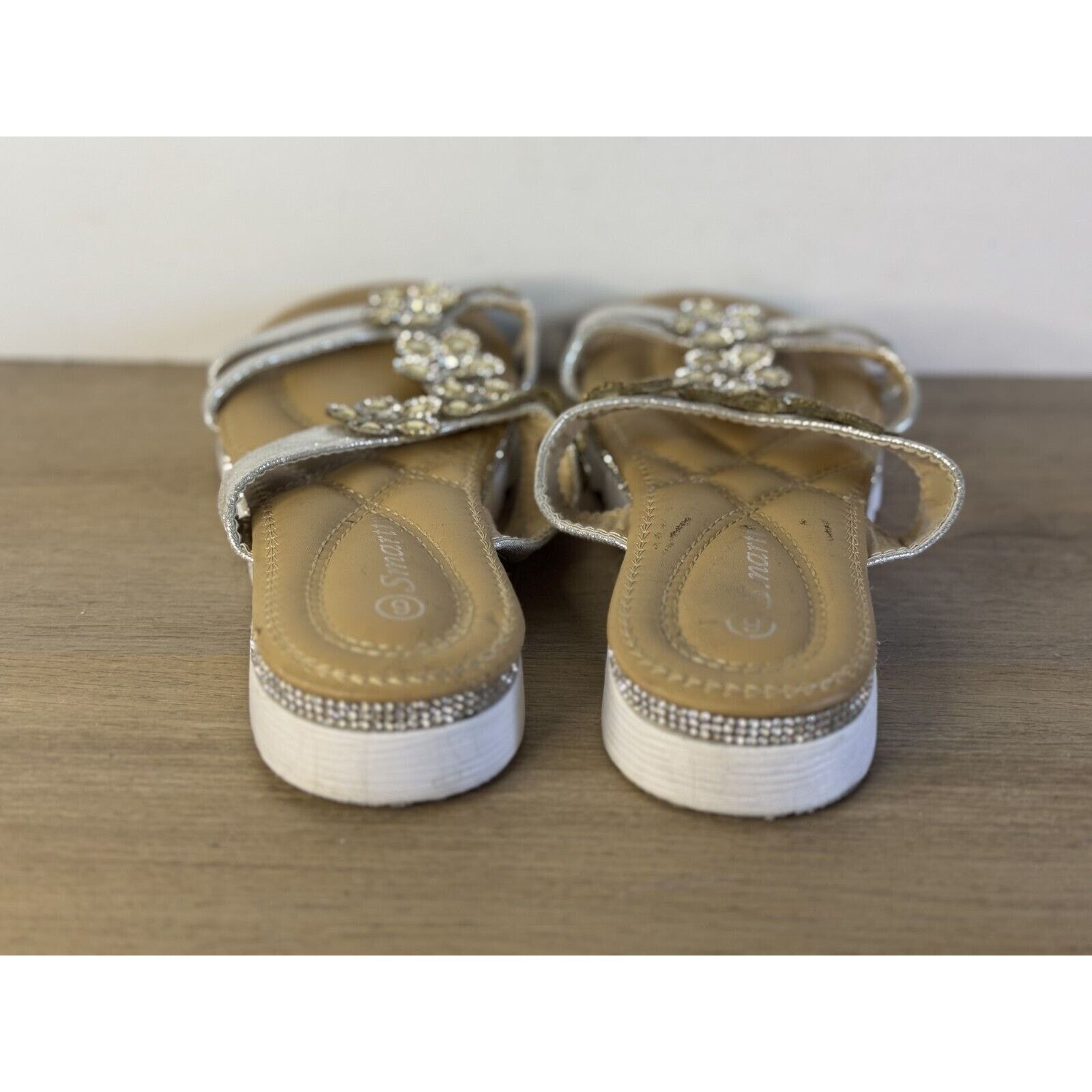 Other Smarty Women’s Rhinestone Silver Floral Sandals - Size 6 Size US 6 / IT 36 - 4 Thumbnail