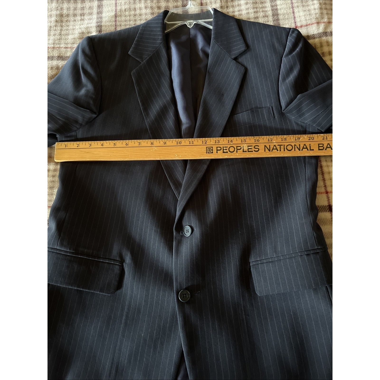 Haggar Haggar Men Navy Blue Pinstripe Jacket Sz 42 Feels Like Wool Size 42R - 9 Thumbnail