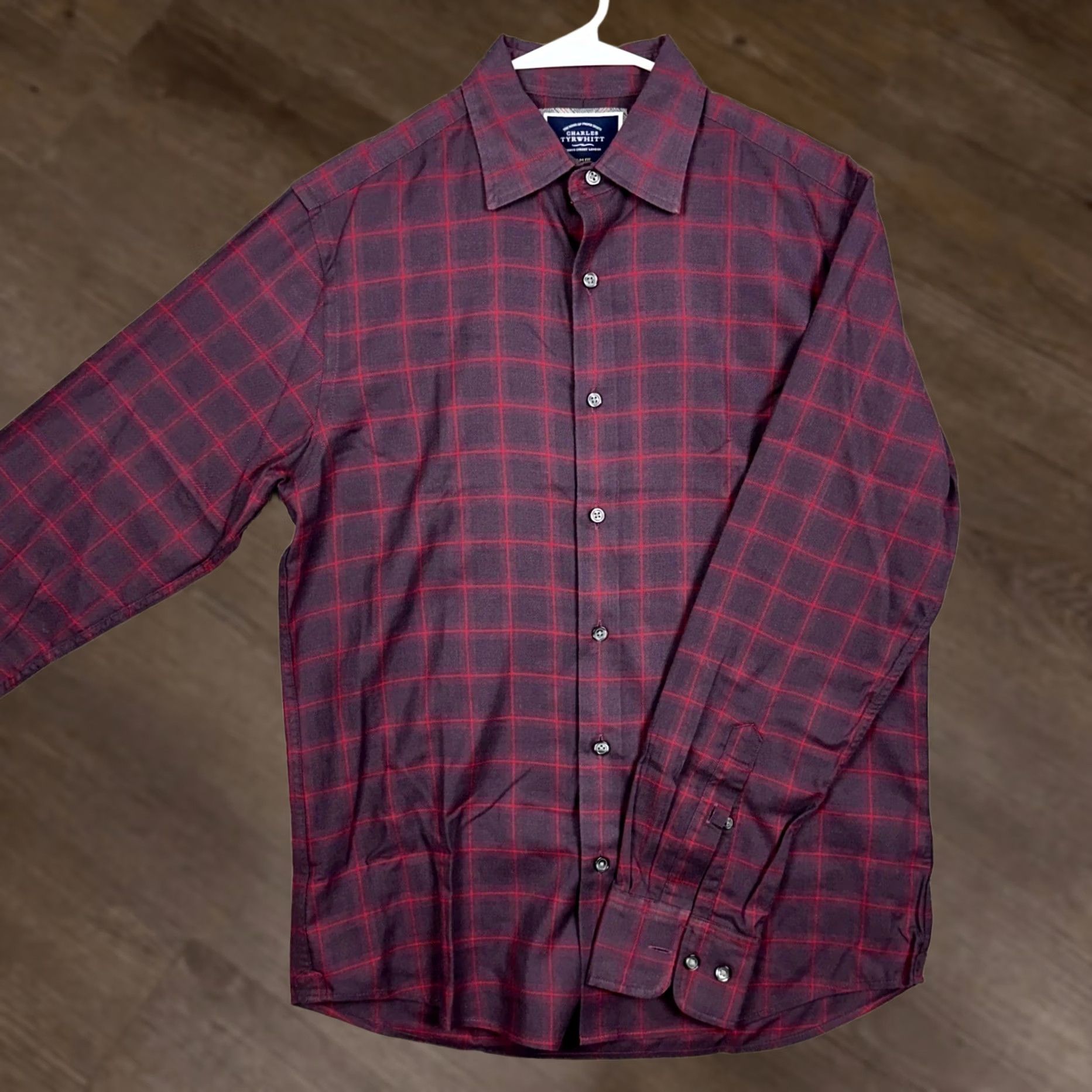 Charles Tyrwhitt Charles Tyrwhitt Shirt Mens S Red Slim Fit Button Up Grid Check Casual EUC Size US S / EU 44-46 / 1 - 1 Thumbnail