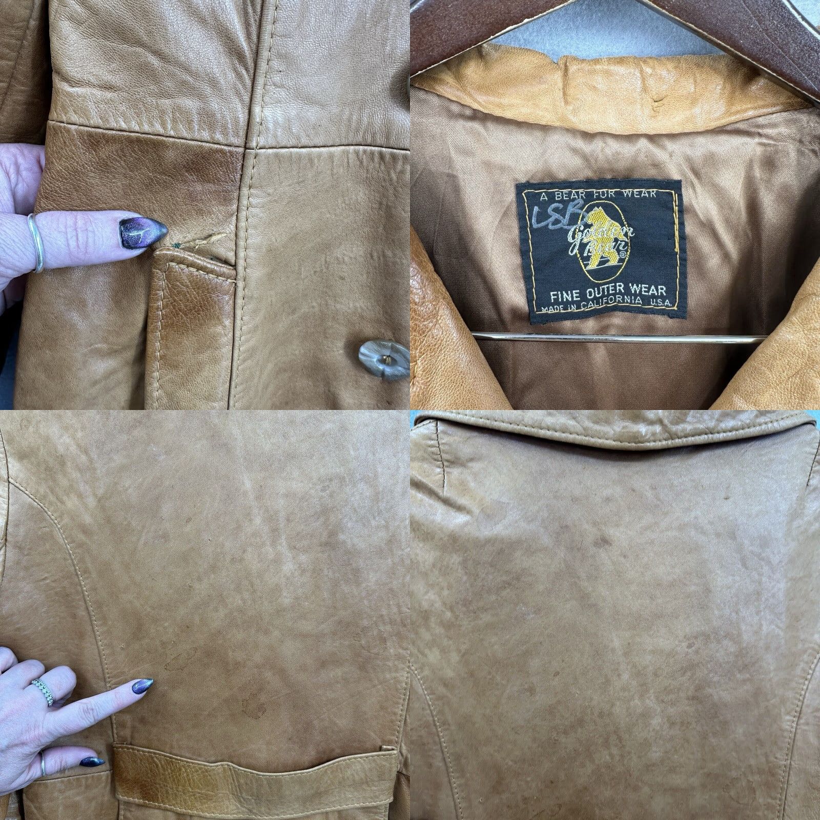 Golden Bear VINTAGE Golden Bear Jacket Mens M Overcoat Leather 80s Brown Adult Medium Mens Jacket Size US M / EU 48-50 / 2 - 8 Thumbnail