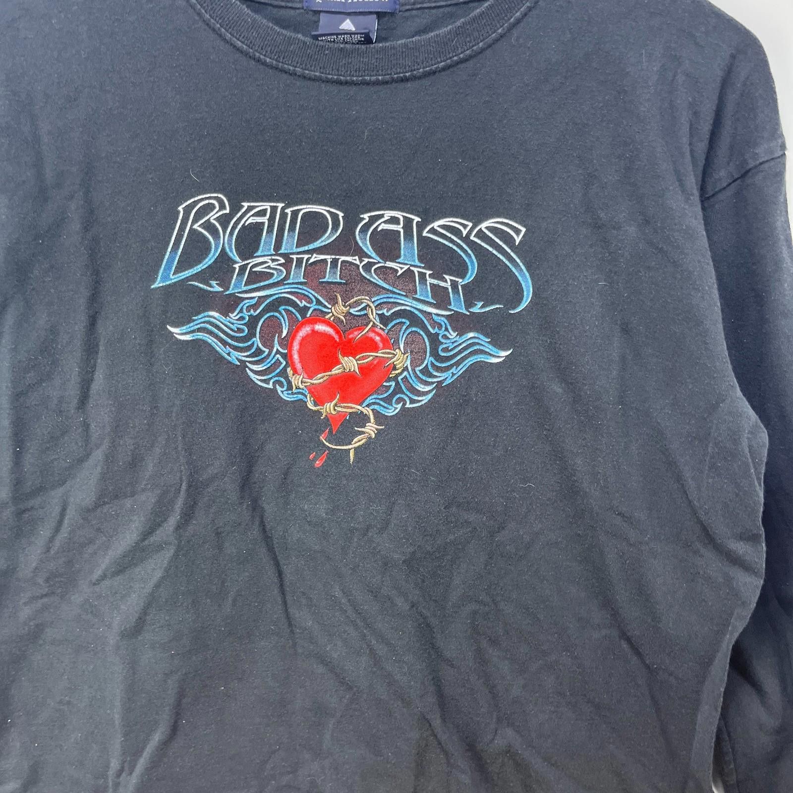 Vintage Vintage Badass Bitch Biker Long Sleeve Shirt Y2K Large Size L / US 10 / IT 46 - 2 Thumbnail