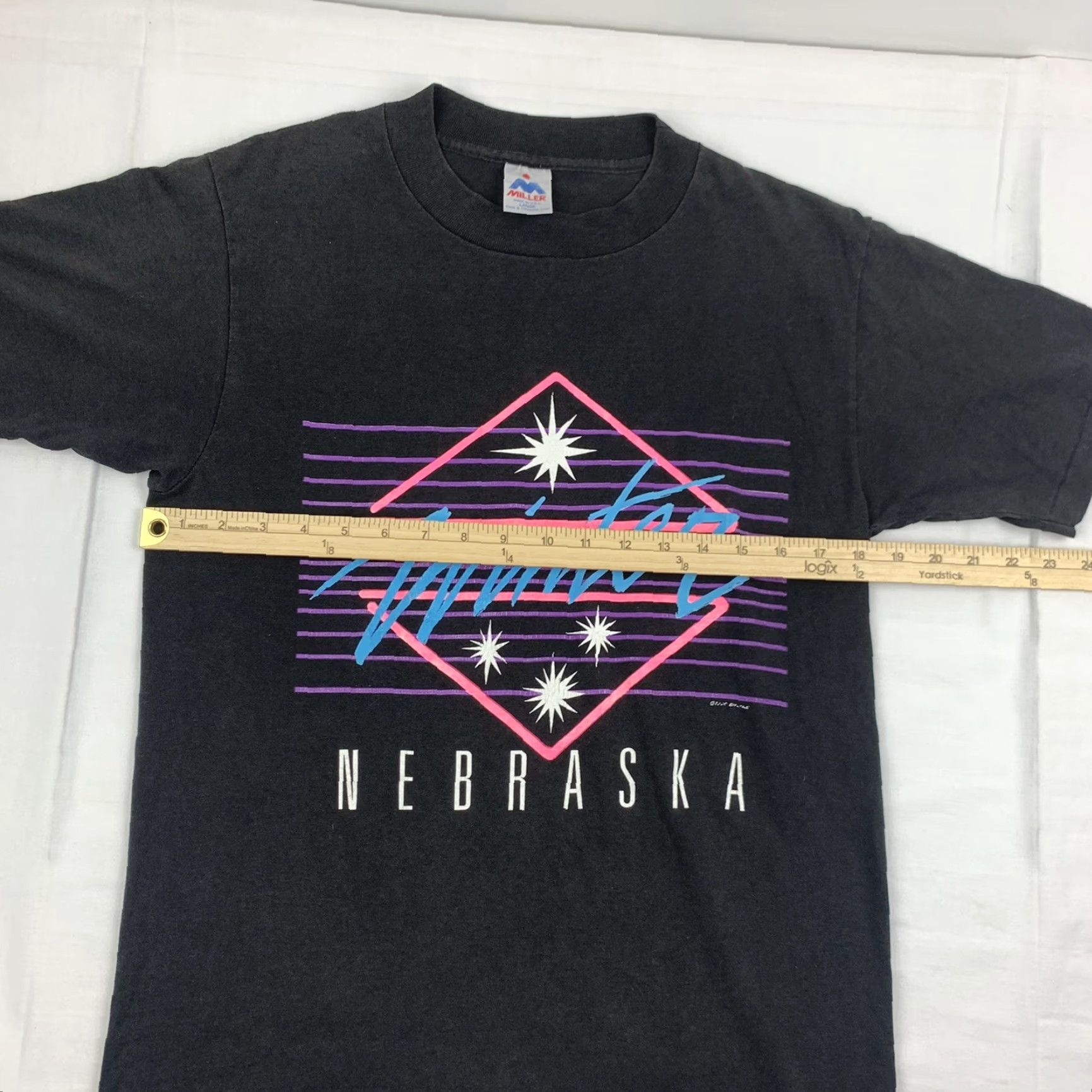 Vintage VINTAGE Miller Nebraska T-Shirt Adult Large Black Nature Outdoors Winter 90s Mens Size US L / EU 52-54 / 3 - 7 Thumbnail