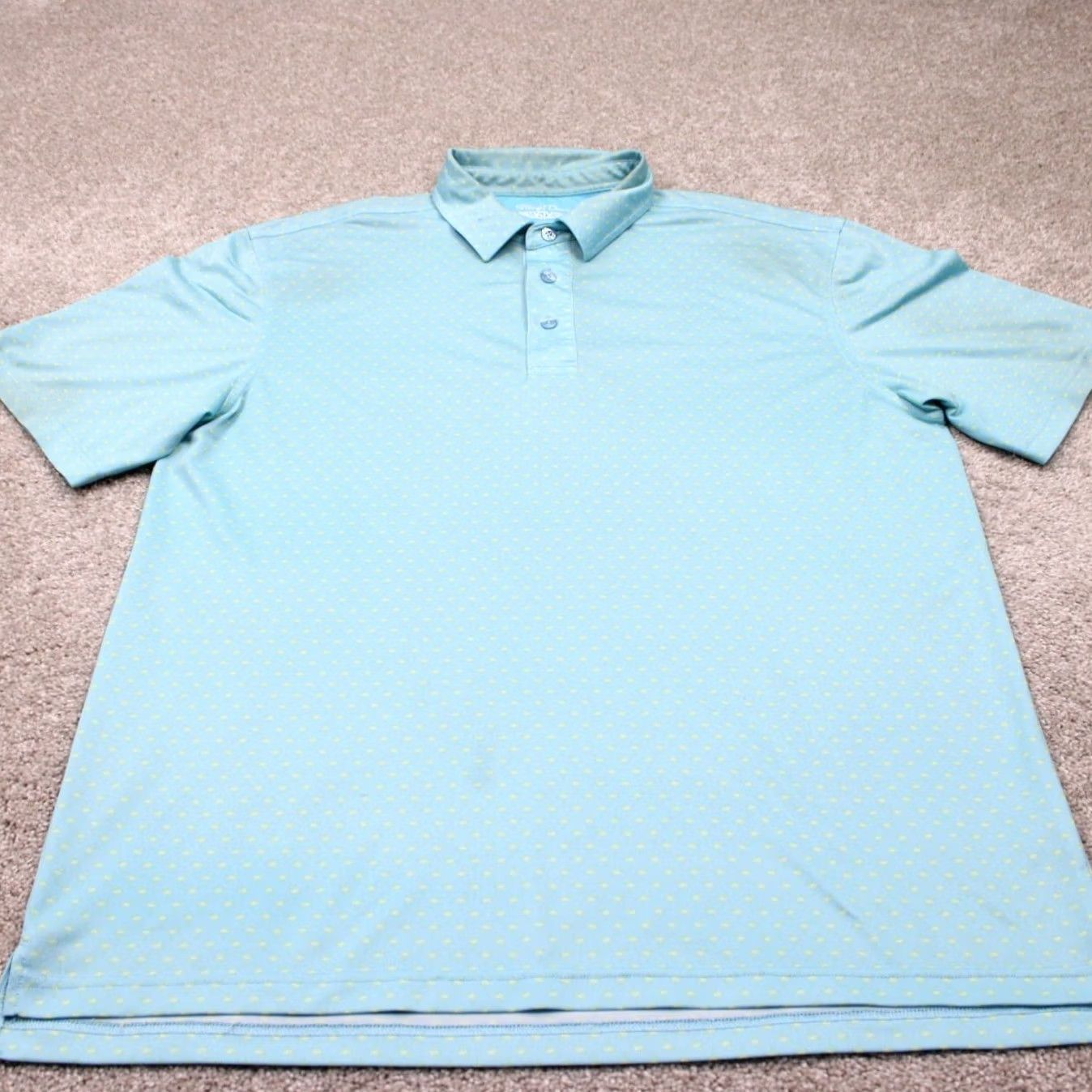 Vintage Straight Down Polo Shirt Mens Large Blue/Yellow Geometric S/S Golf Stretch Size US L / EU 52-54 / 3 - 3 Thumbnail