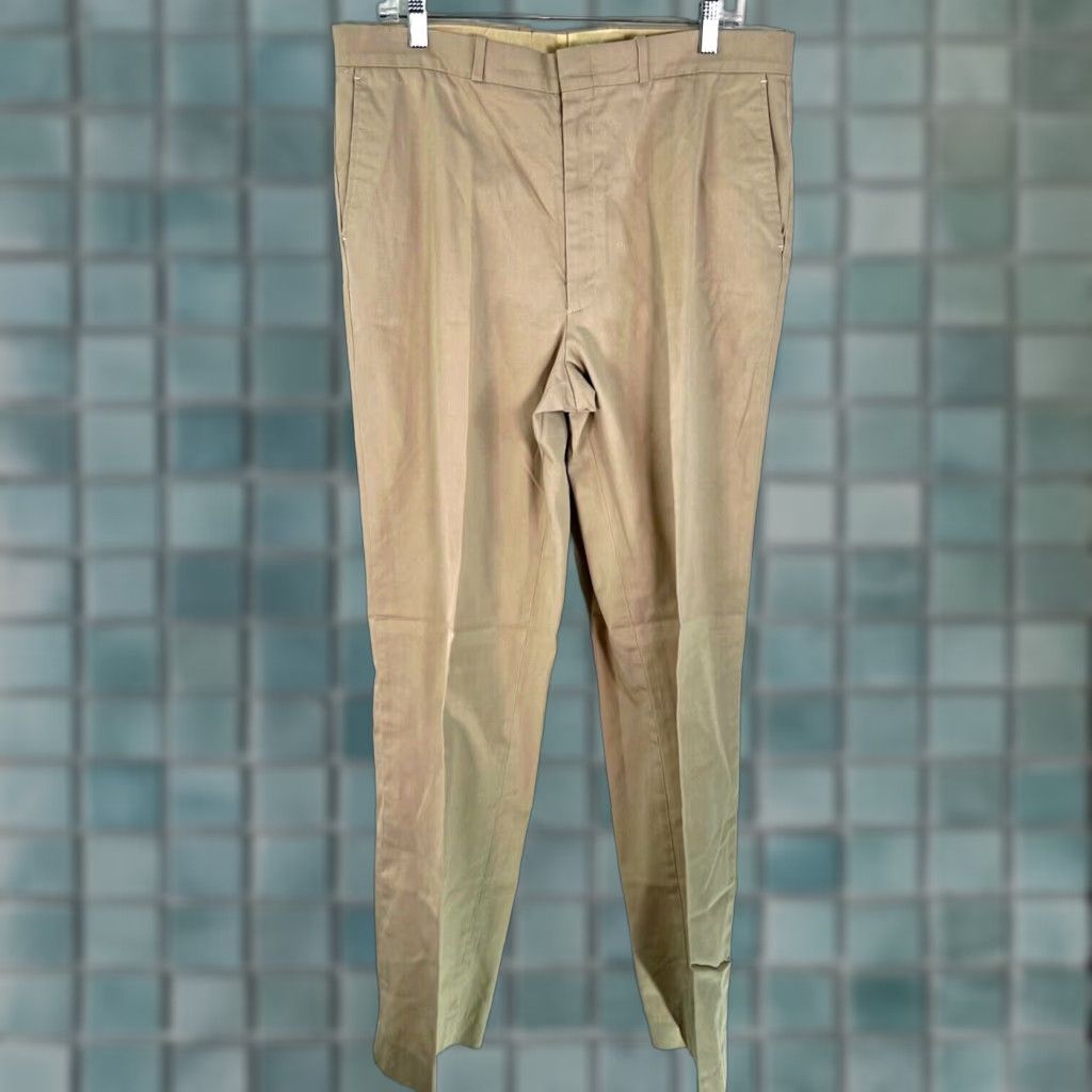 Farah Farah Mens Flat Front Khaki Dress Pants Size 36X33 Beige Regular Size US 36 / EU 52 - 1 Thumbnail