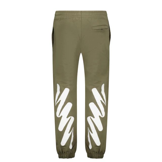 Off-White o1gr1nt0125 Wave Diag Slim Shorten Sweatpant in Army Green Size US 36 / EU 52 - 2 Thumbnail