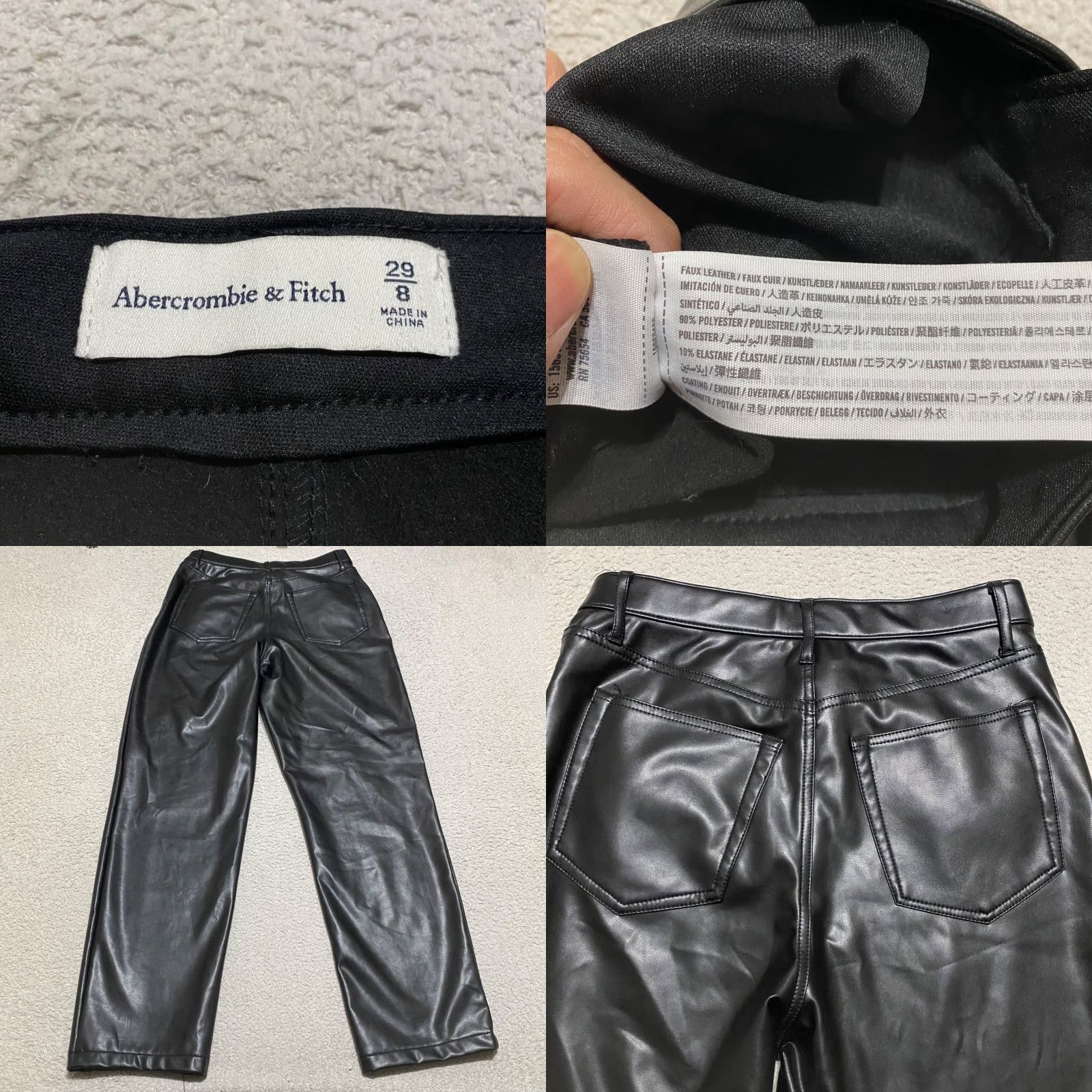 Abercrombie & Fitch Abercrombie & Fitch Womens Pants Black Faux Vegan Leather Straight High Rise 8 Size 30" / US 8 / IT 44 - 8 Thumbnail