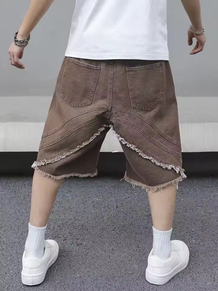 Japanese Brand brown denim shorts Size US 35 - 5 Thumbnail