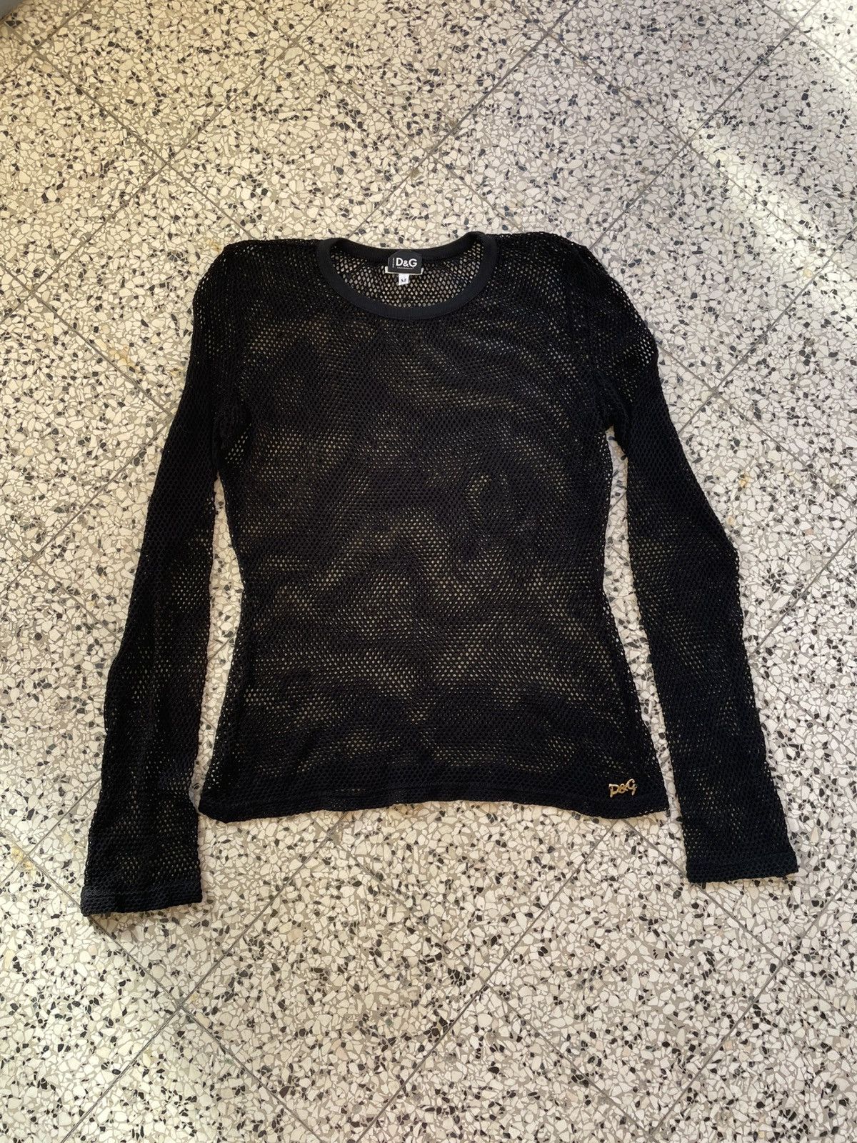 Dolce Gabbana Vintage Mesh LongSleeve Top Black Size M