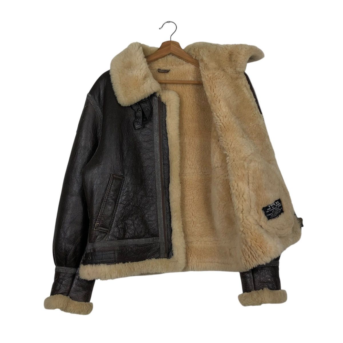 Vintage 🔥VINTAGE SHEARLING B-3 JACKET GENUINE LEATHER US ARMY STYLE Size US M / EU 48-50 / 2 - 13 Thumbnail