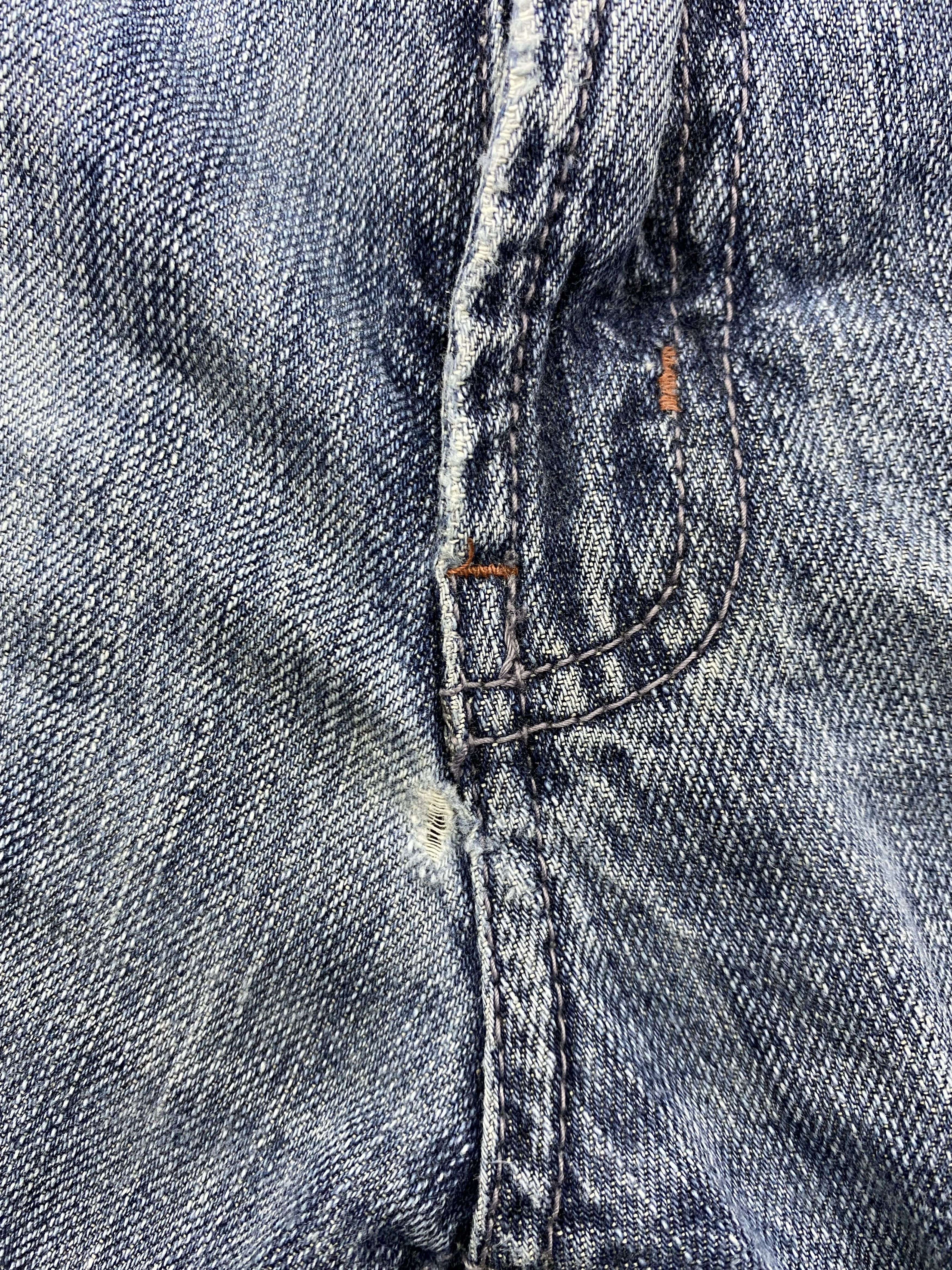 If Six Was Nine Distressed Blue Vintage Oririn 37x31.5 Denim- JN3640 Size US 37 - 13 Thumbnail