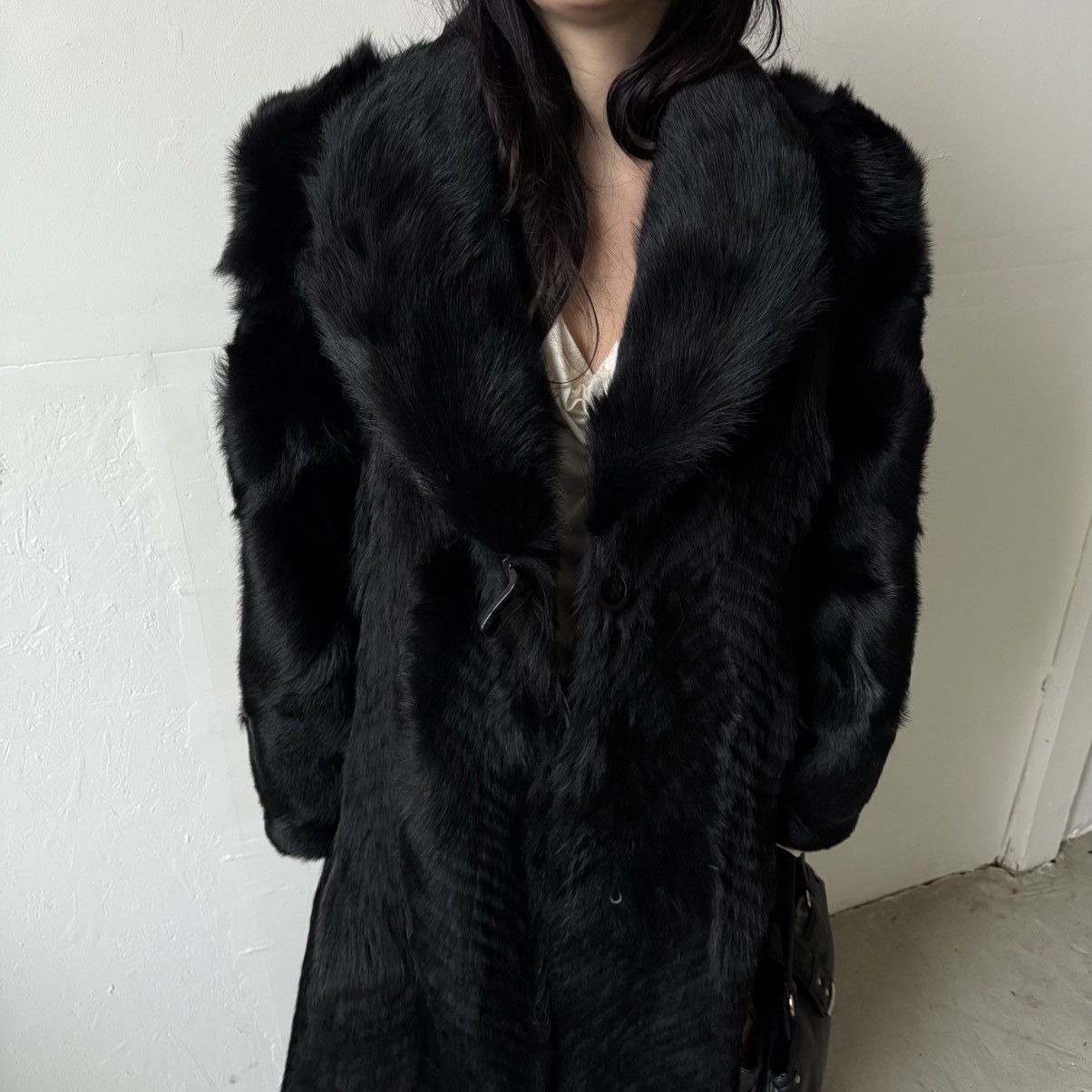 If Six Was Nine Vintage Real Fur Black Maxi Coat Size L / US 10 / IT 46 - 13 Thumbnail