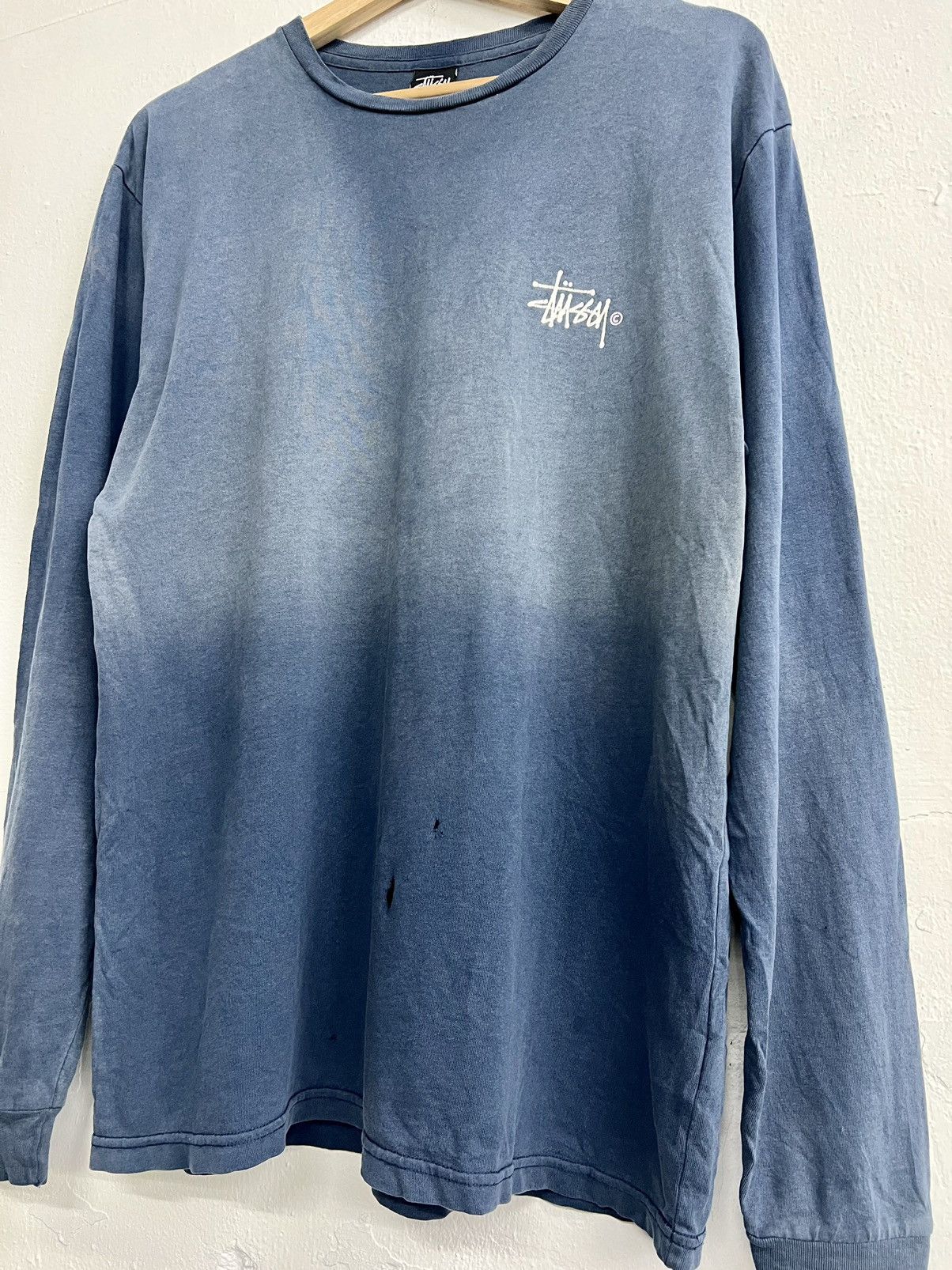 Stussy × Vintage VINTAGE Y2K FADED THRASHED STUSSY BIG LOGO TEE Size US L / EU 52-54 / 3 - 5 Thumbnail